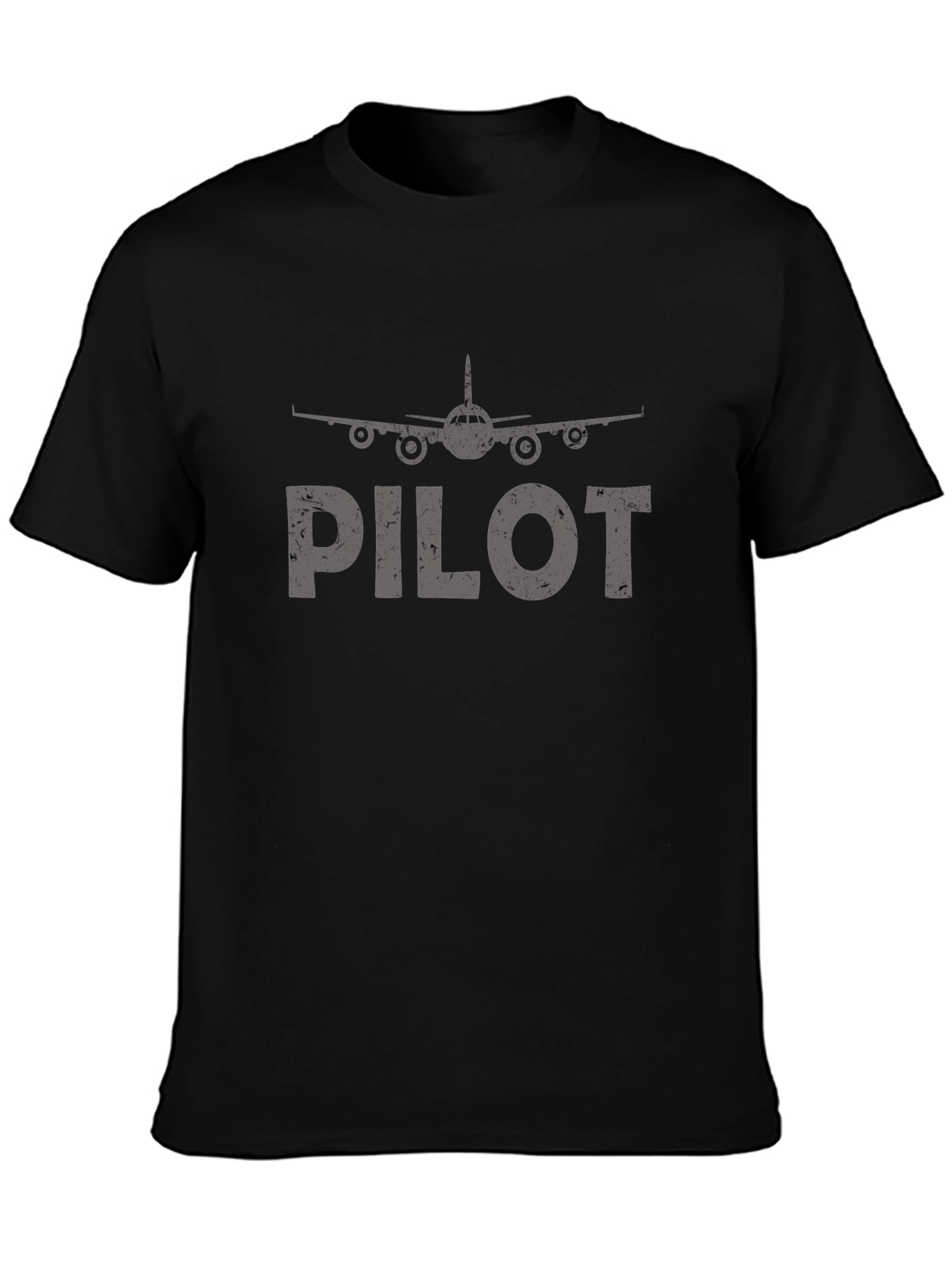 Pilot Airplane Graphic T-Shirt - Black