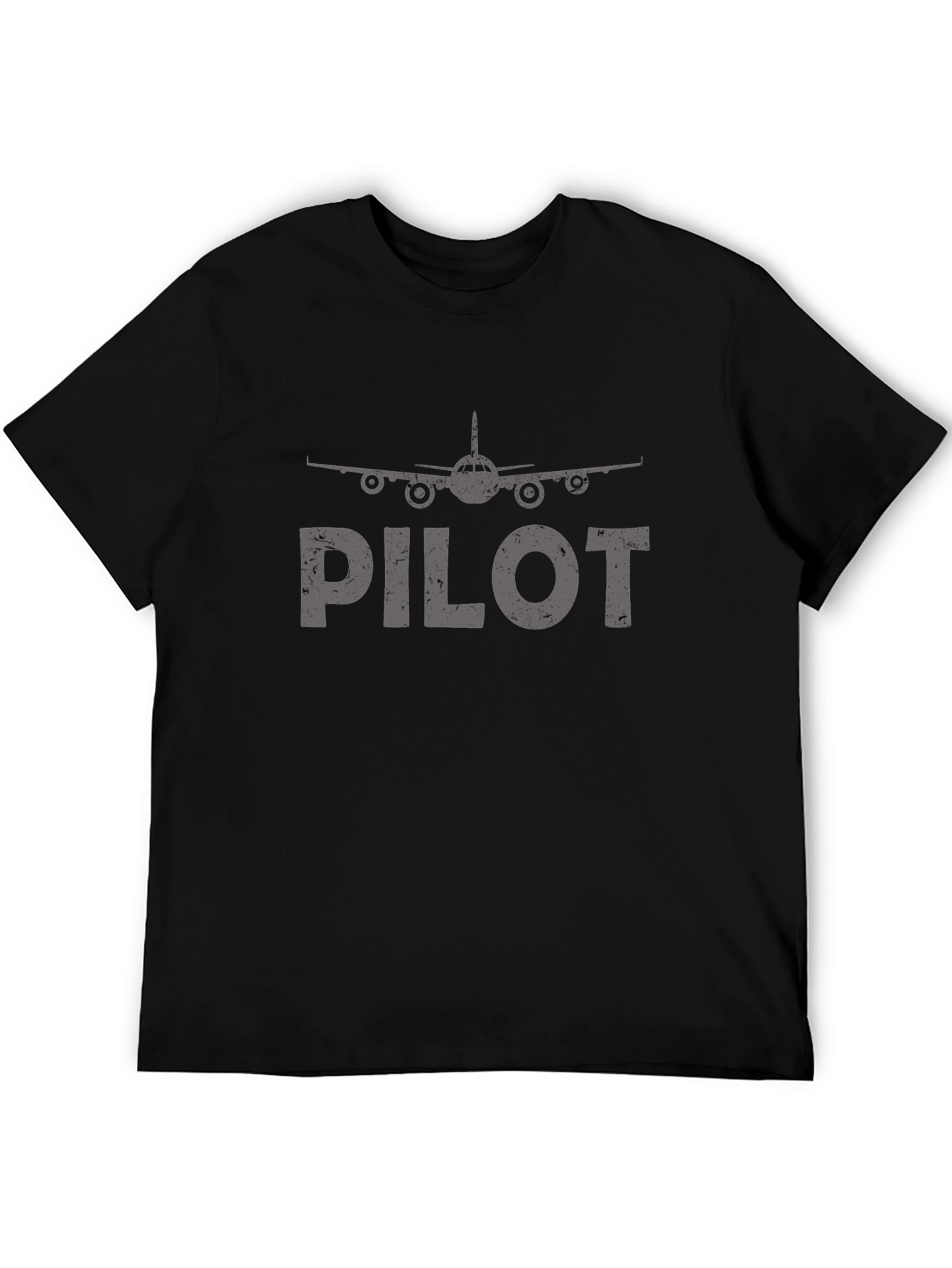 Pilot Airplane Graphic T-Shirt - Black