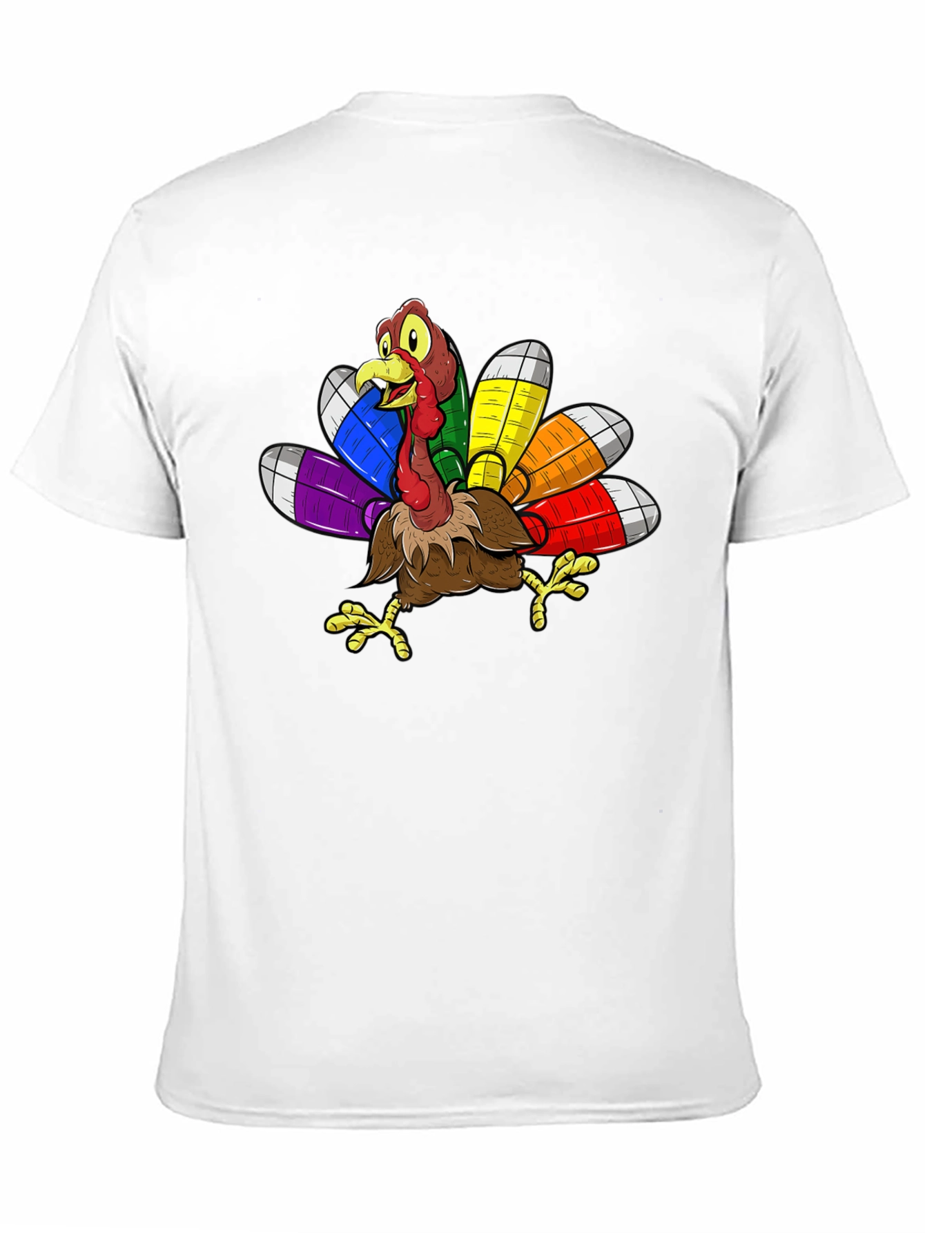 Thanksgiving Turkey Rainbow Feather T-Shirt