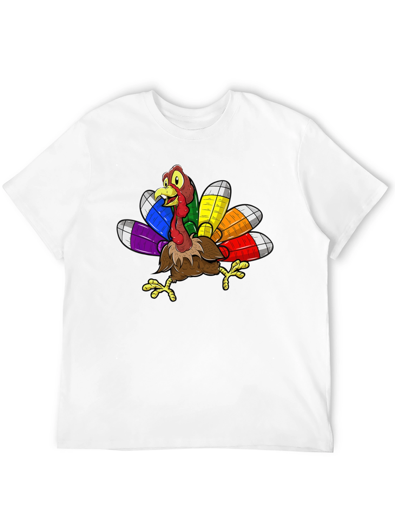 Thanksgiving Turkey Rainbow Feather T-Shirt