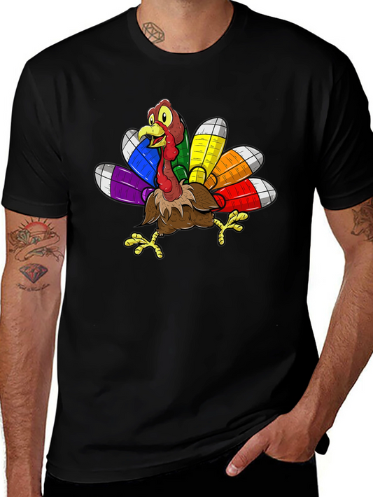 Thanksgiving Turkey Rainbow Feather T-Shirt