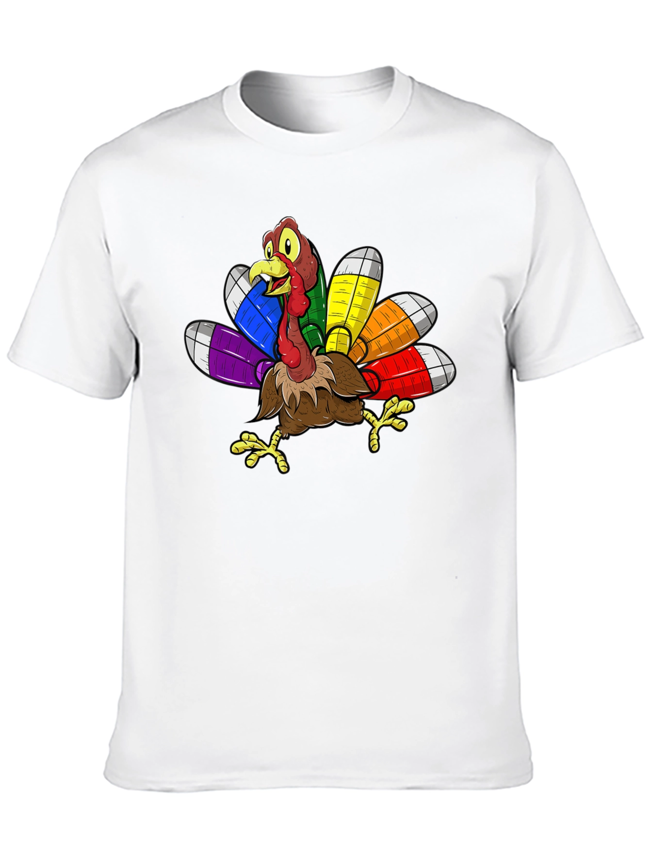 Thanksgiving Turkey Rainbow Feather T-Shirt