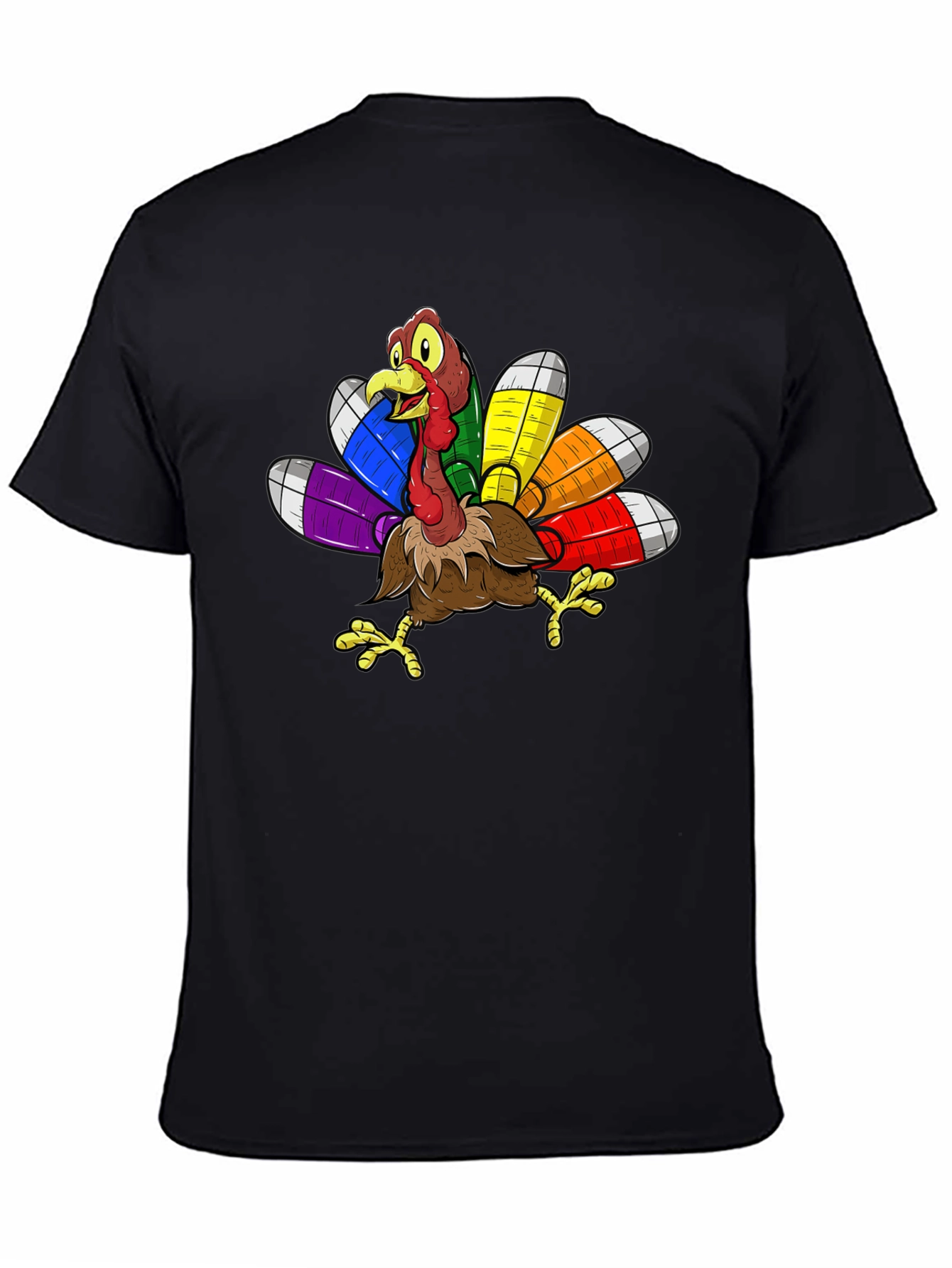 Thanksgiving Turkey Rainbow Feather T-Shirt