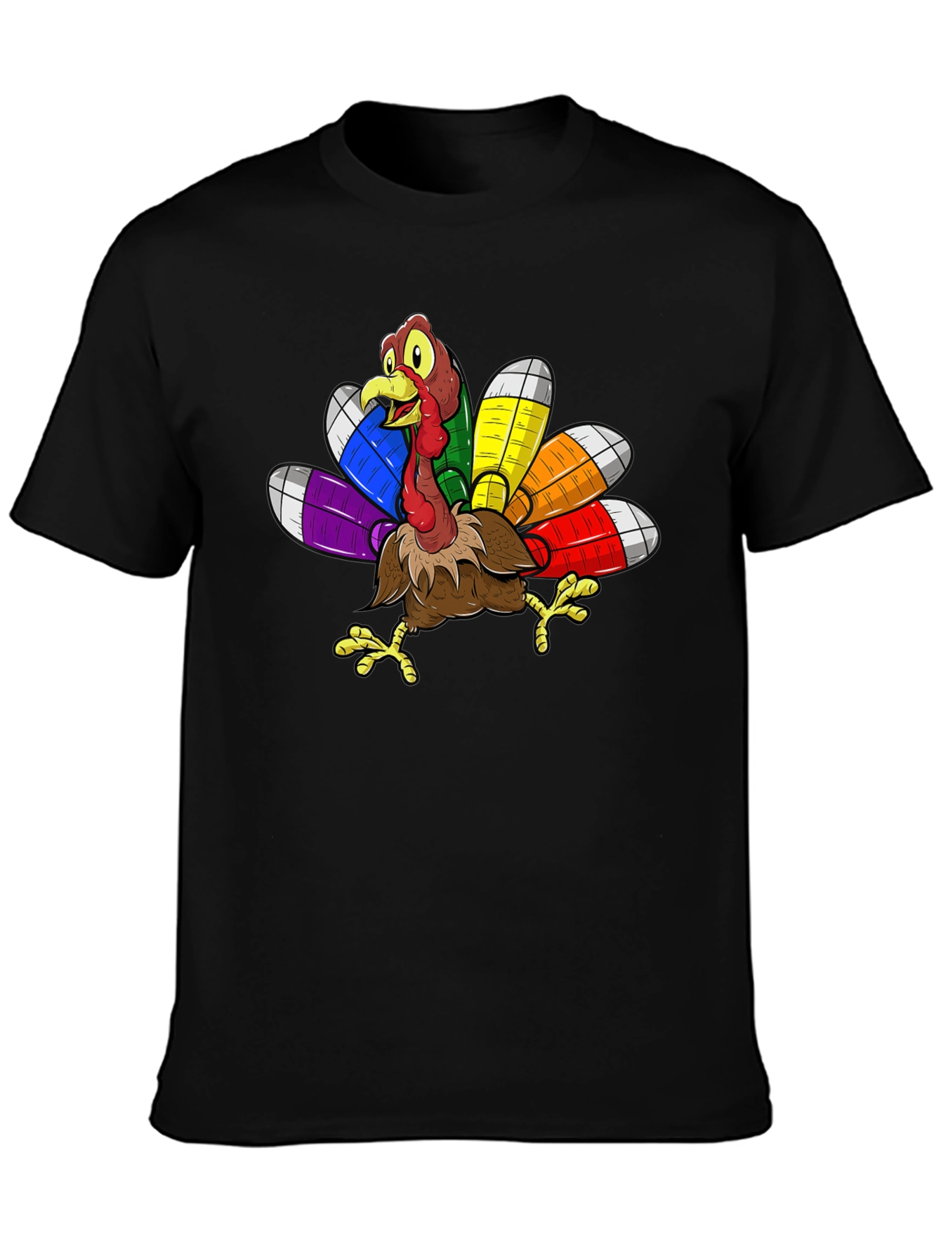 Thanksgiving Turkey Rainbow Feather T-Shirt