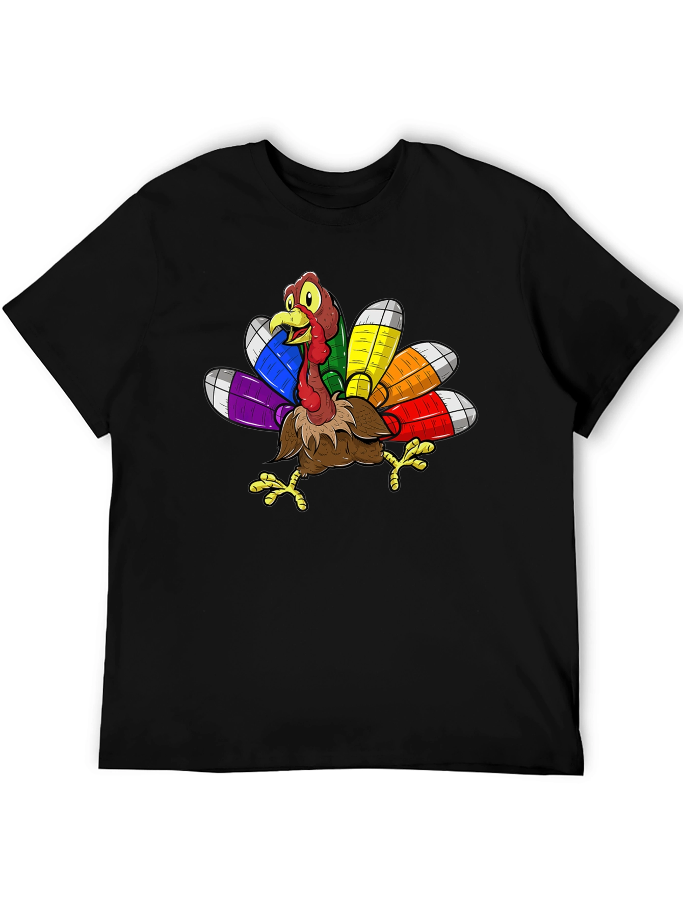 Thanksgiving Turkey Rainbow Feather T-Shirt