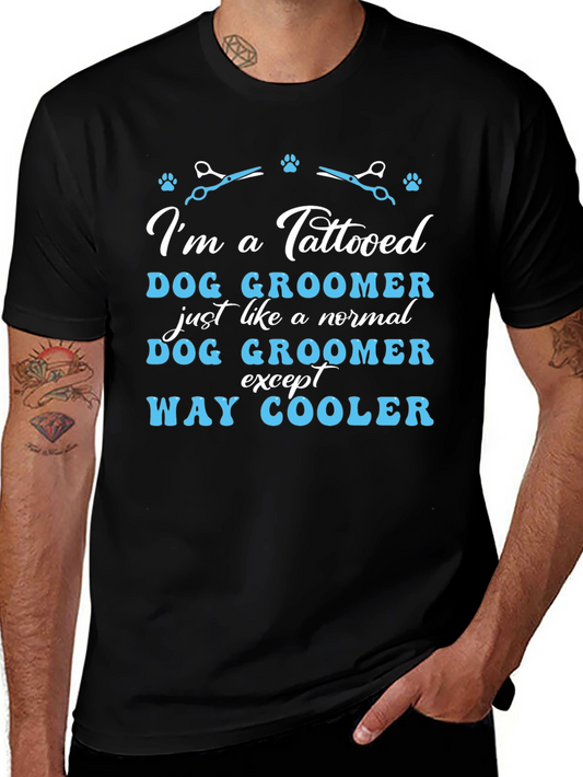 Tattooed Dog Groomer Graphic Tee - Cool Pet Stylist Shirt