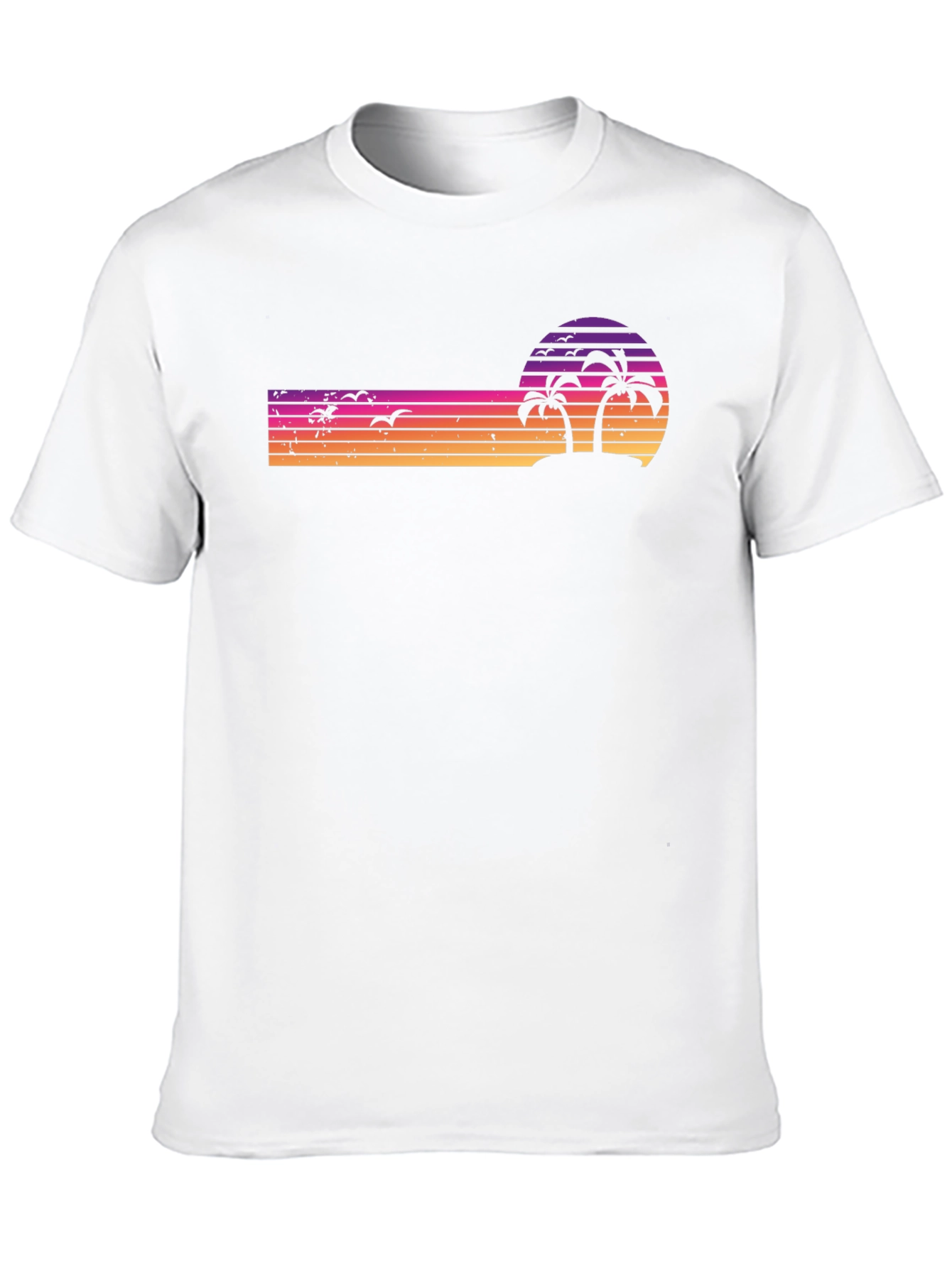 Retro Sunset Palm Tree T-Shirt - Black