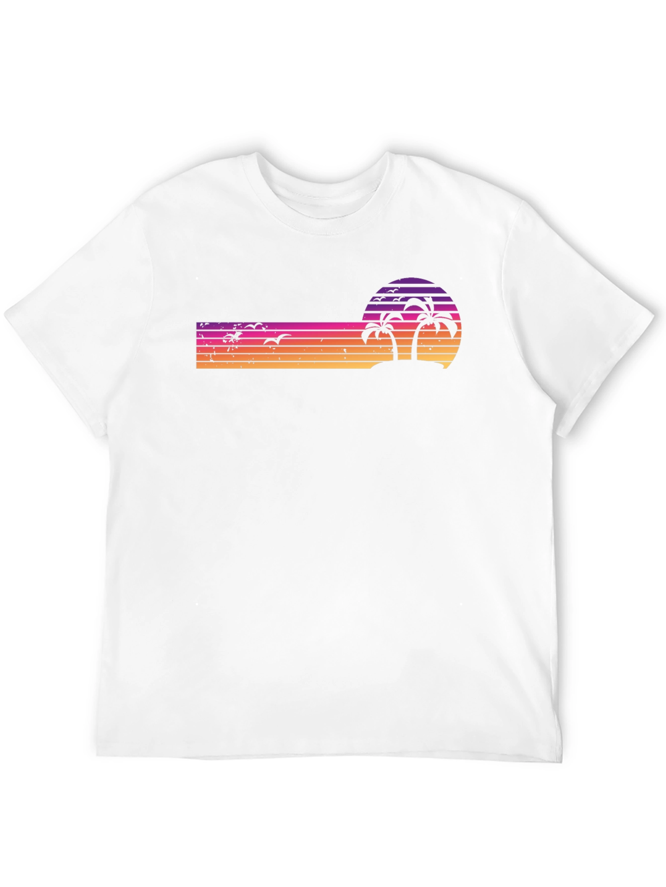 Retro Sunset Palm Tree T-Shirt - Black