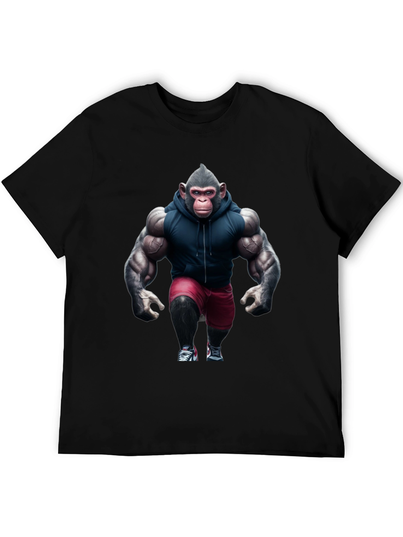 Muscle Monkey Black T-Shirt - Gym Ready Ape Design