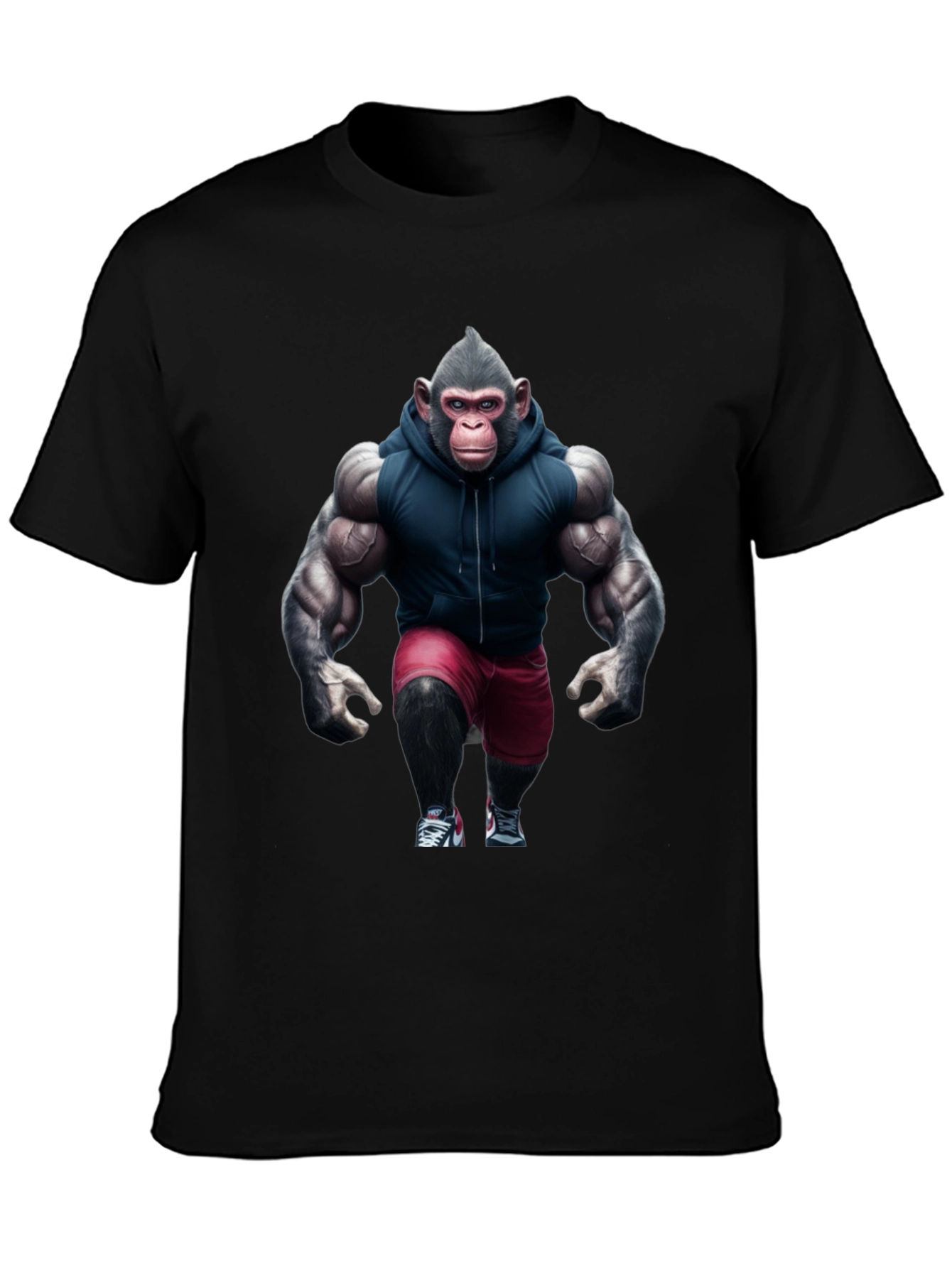 Muscle Monkey Black T-Shirt - Gym Ready Ape Design