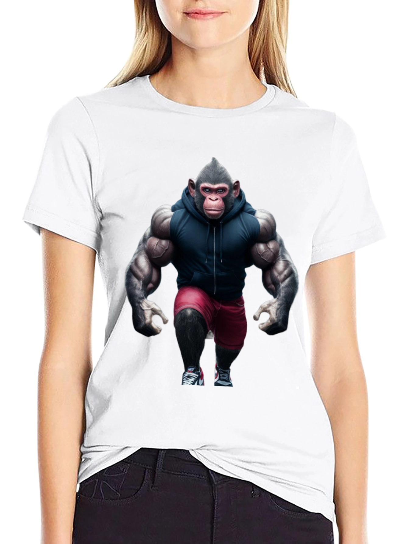 Muscle Monkey Black T-Shirt - Gym Ready Ape Design
