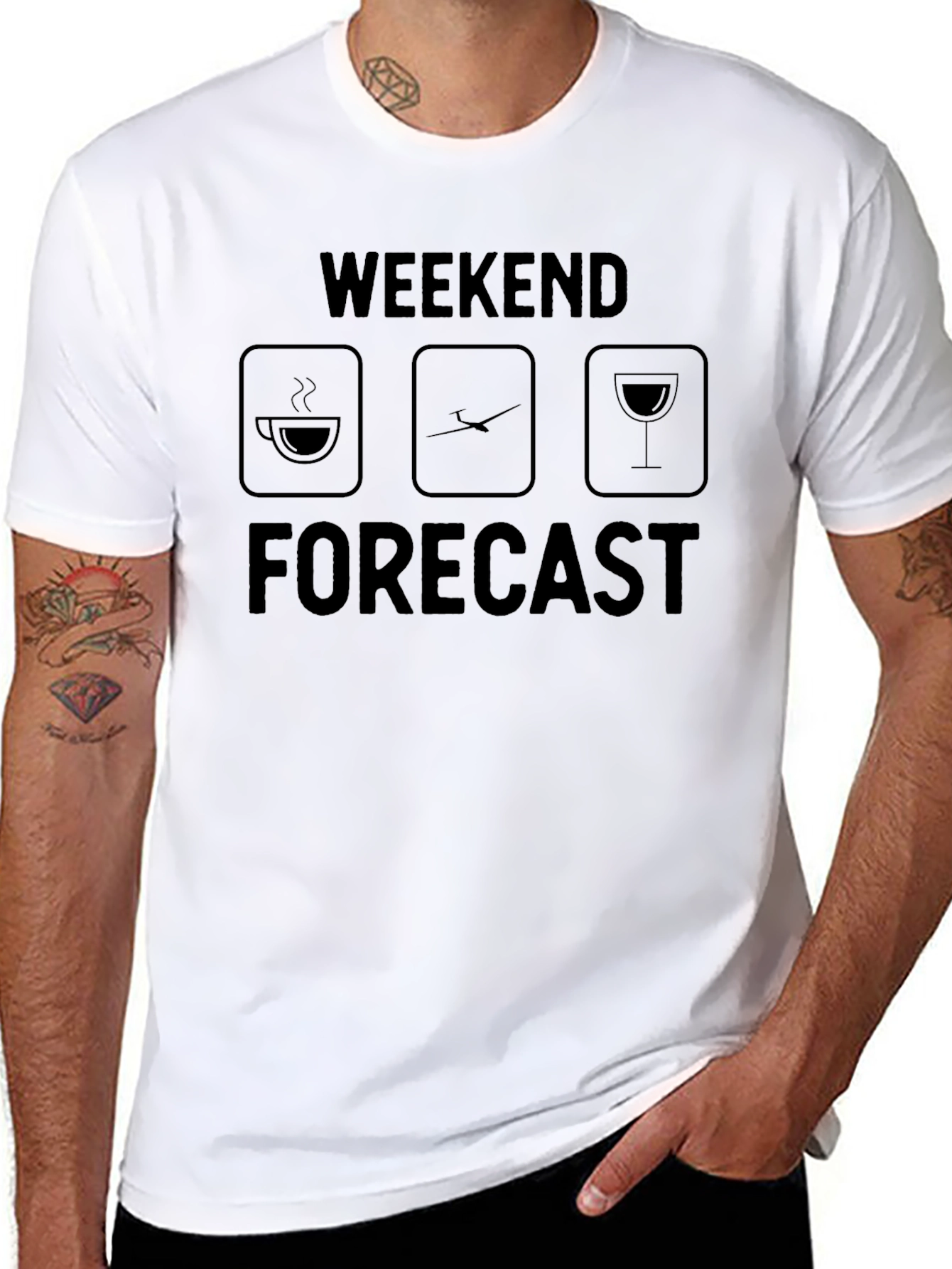 Weekend Forecast T-Shirt: Coffee Golf Wine