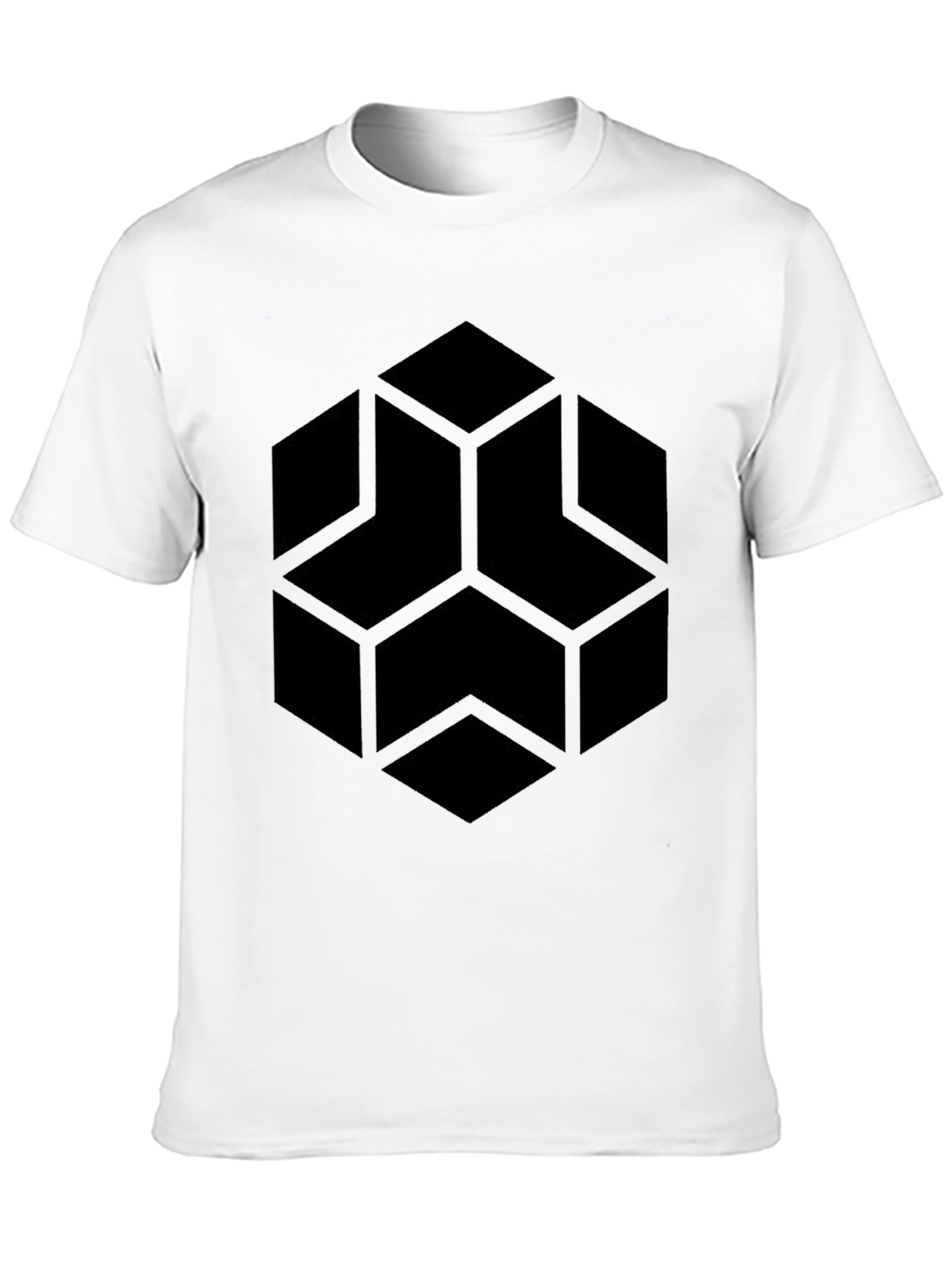 Geometric Hexagon Graphic Black T-Shirt