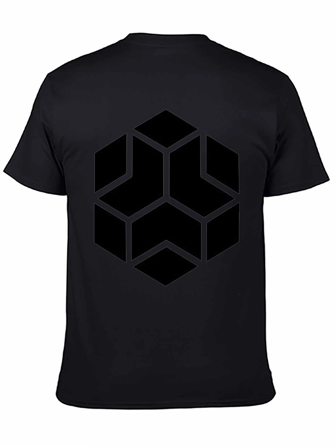 Geometric Hexagon Graphic Black T-Shirt