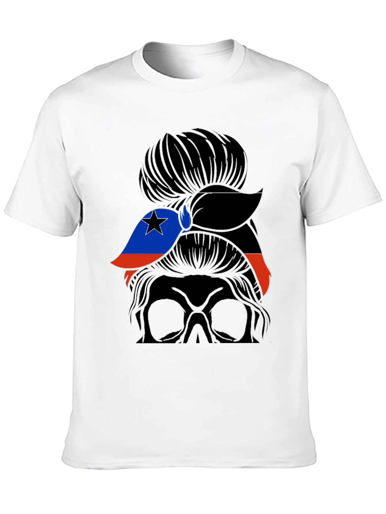 Messy Bun Woman Haiti Flag T-Shirt