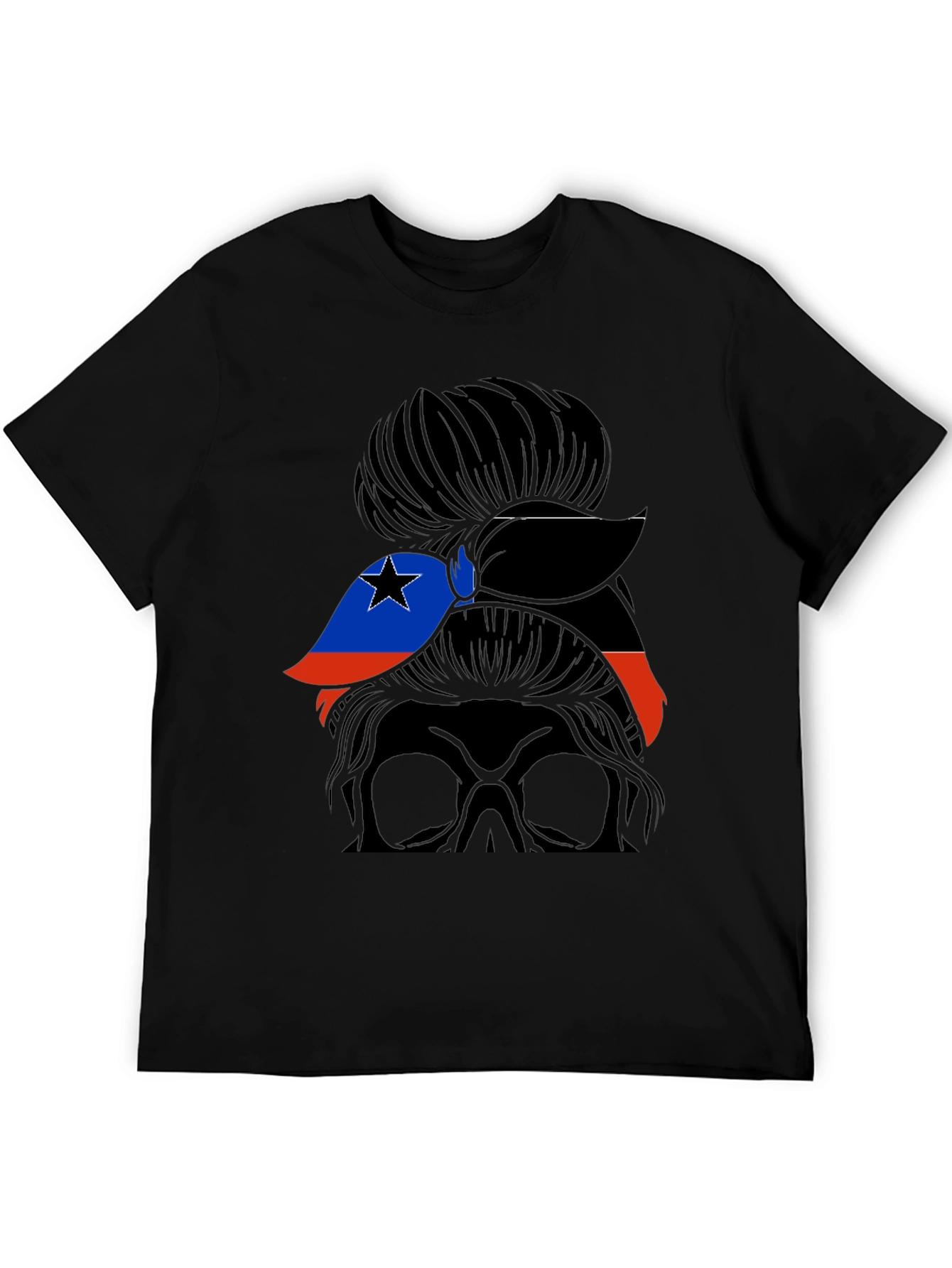 Messy Bun Woman Haiti Flag T-Shirt