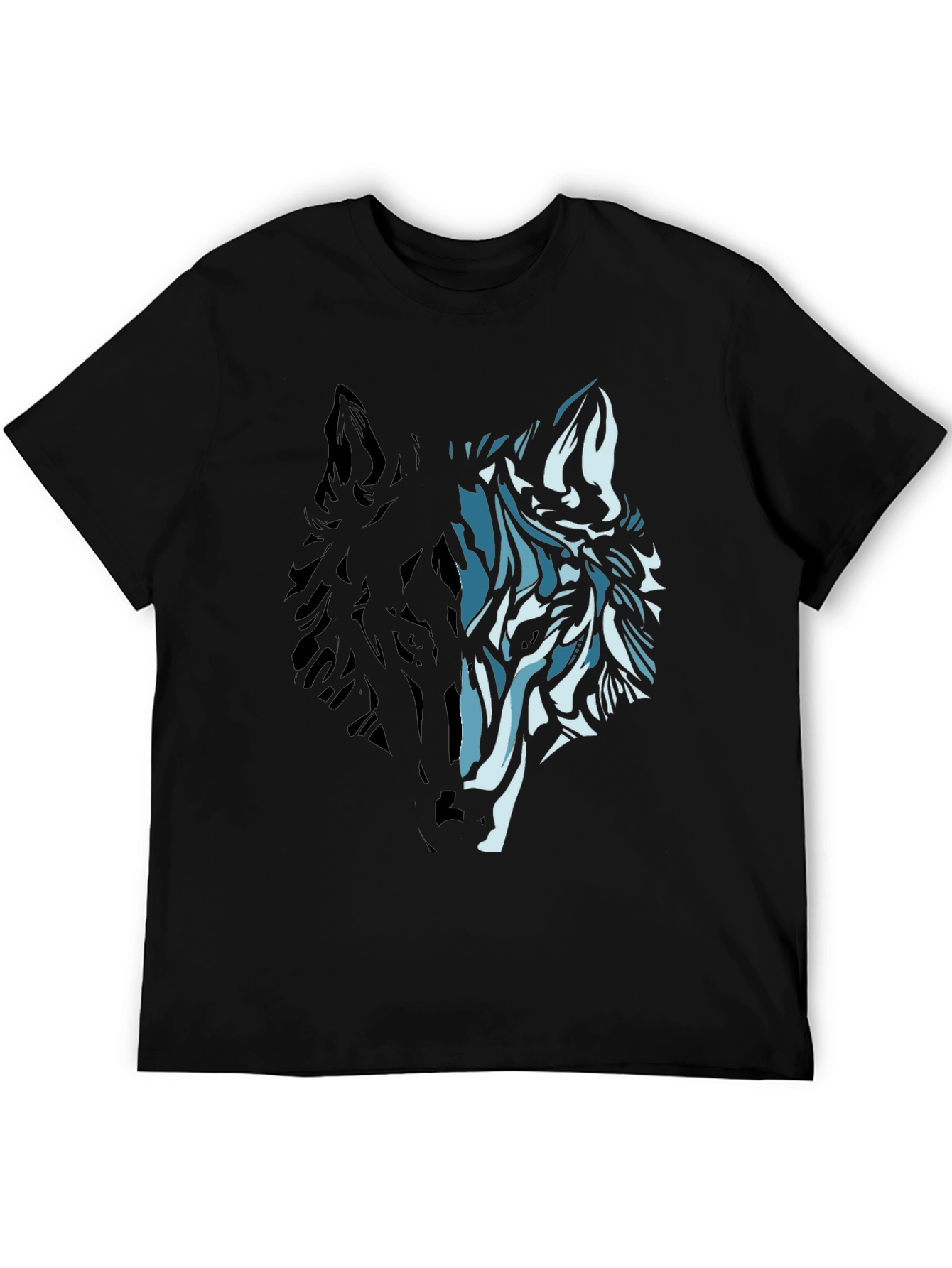 Wolf Graphic Print Black T-Shirt