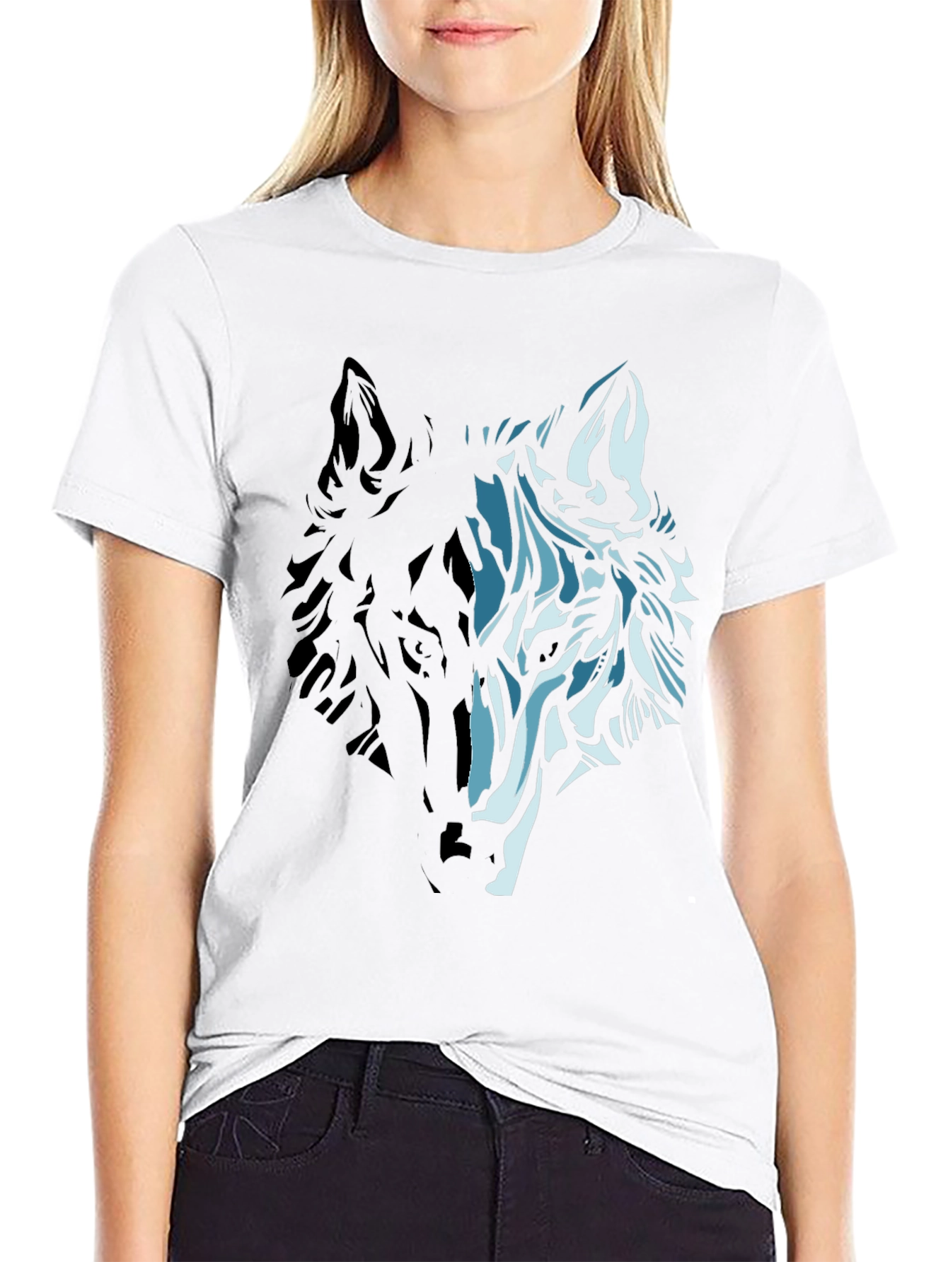 Wolf Graphic Print Black T-Shirt