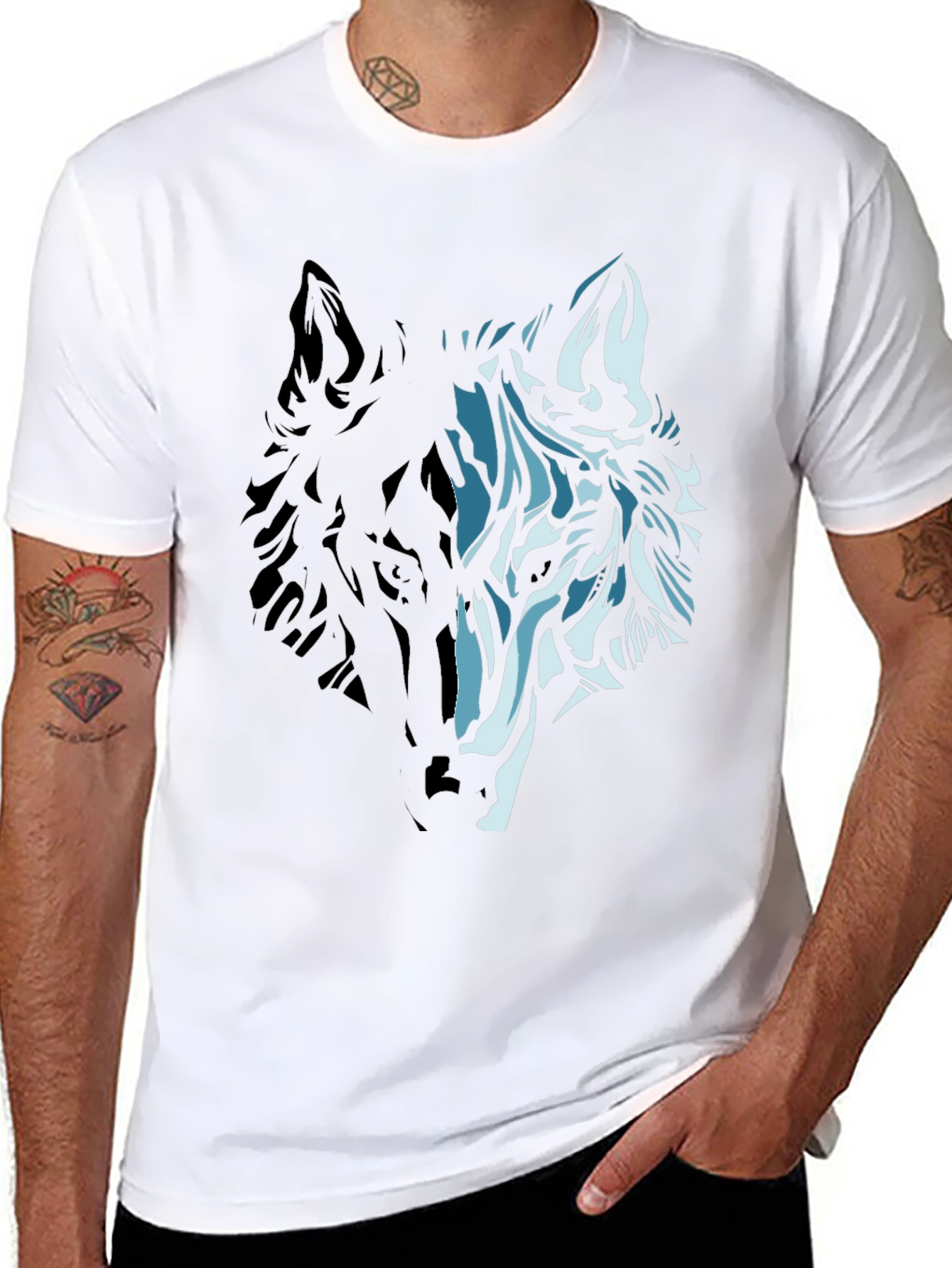 Wolf Graphic Print Black T-Shirt
