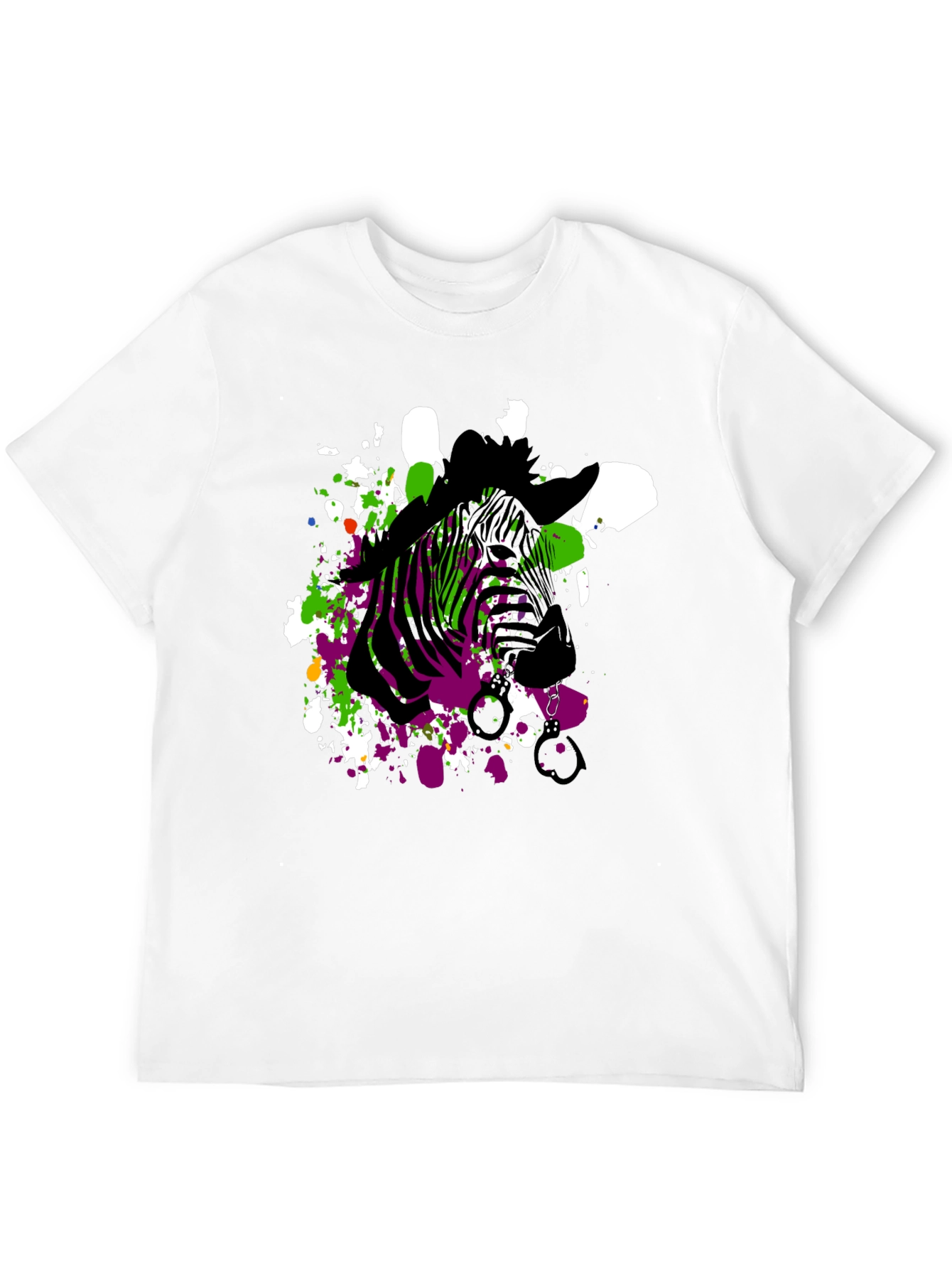 Zebra Art Mens Black T-Shirt