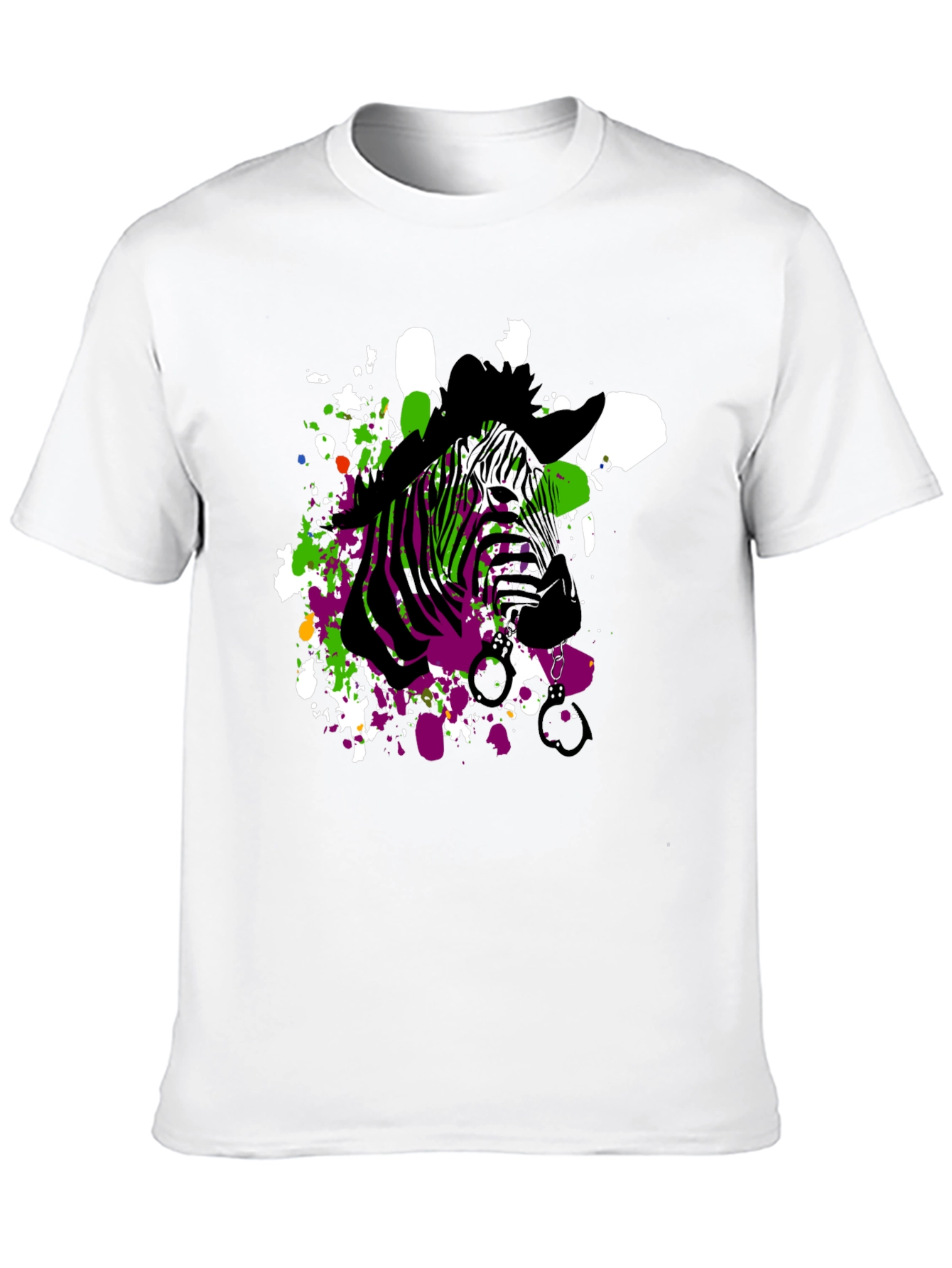 Zebra Art Mens Black T-Shirt