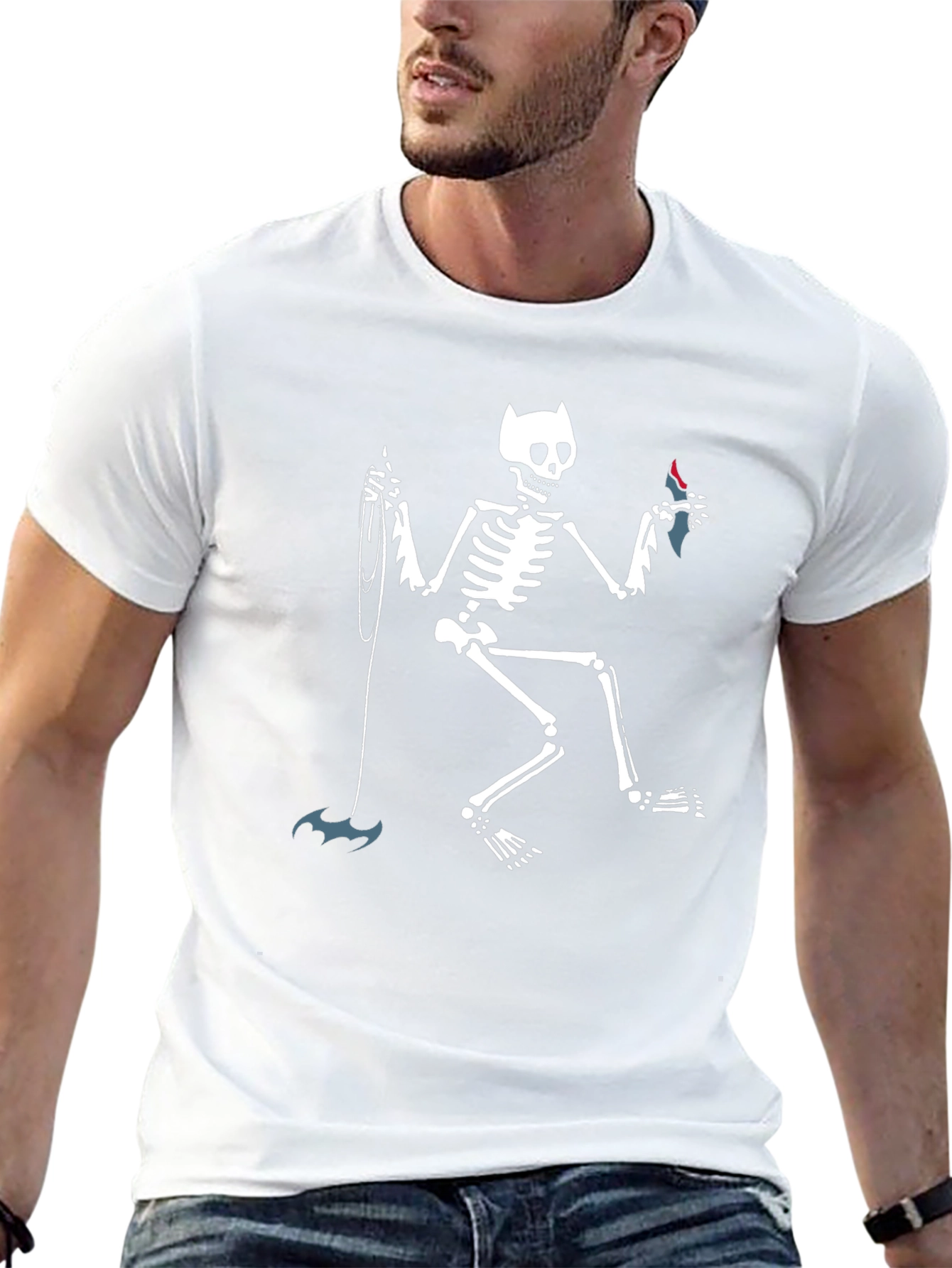 Skeleton Batman Graphic Tee - Mens Black T-Shirt