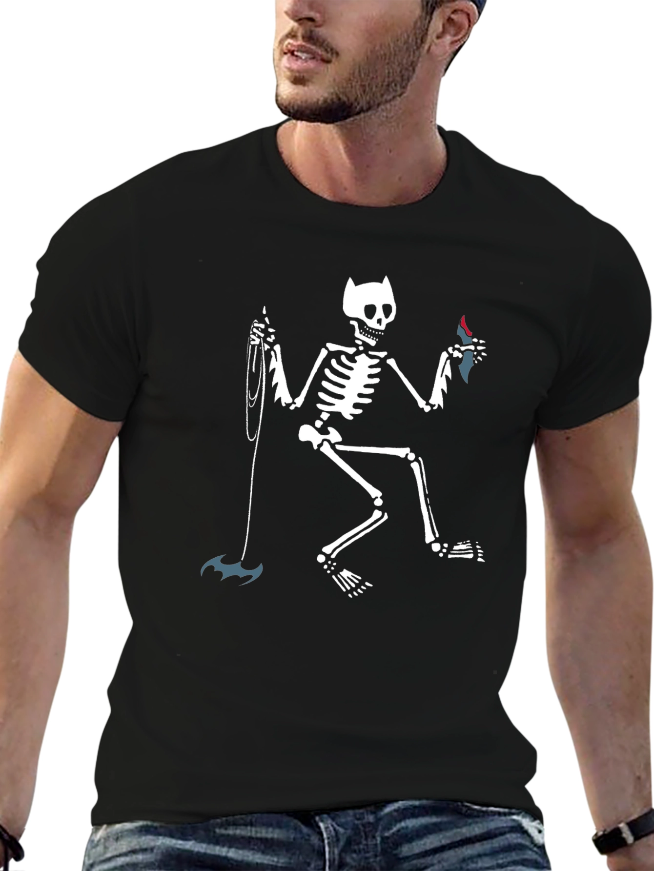 Skeleton Batman Graphic Tee - Mens Black T-Shirt