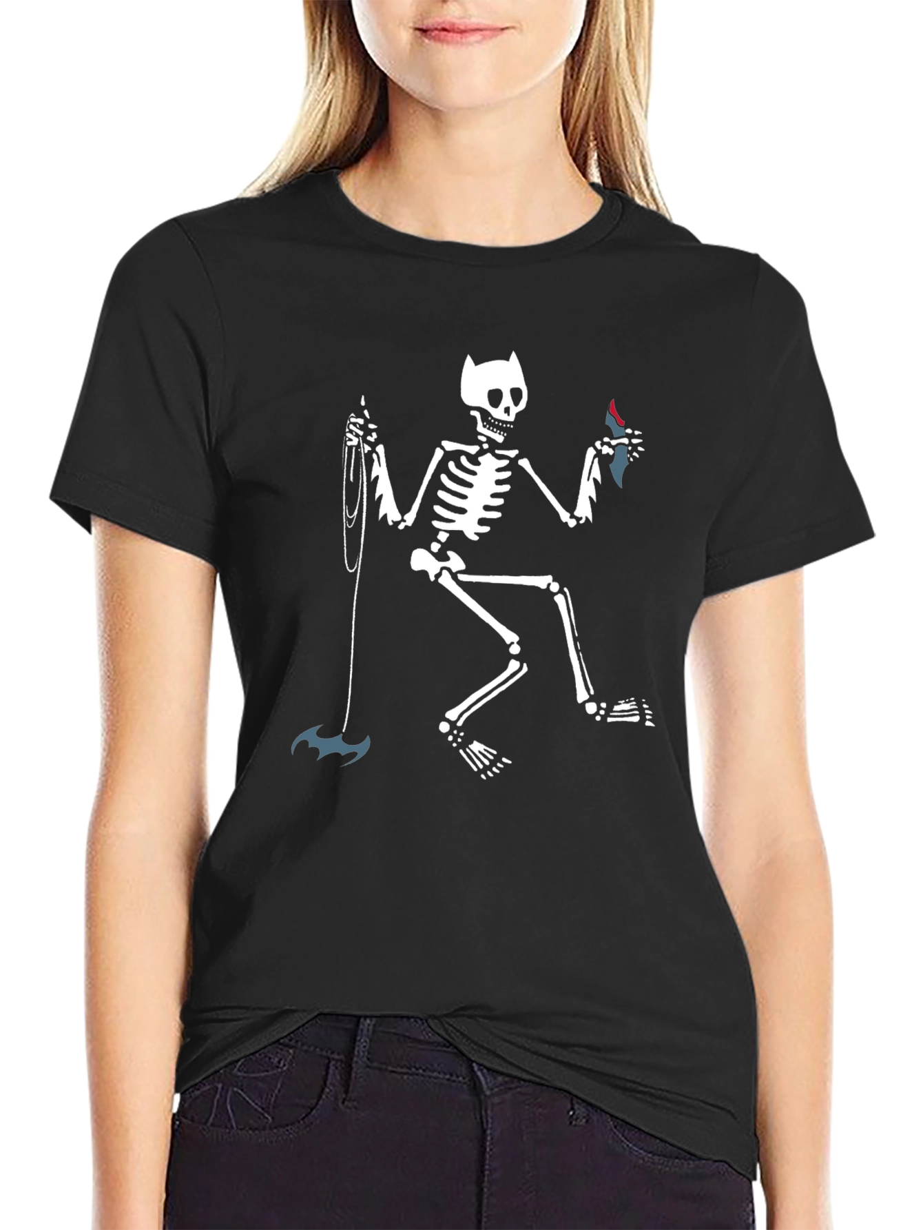 Skeleton Batman Graphic Tee - Mens Black T-Shirt