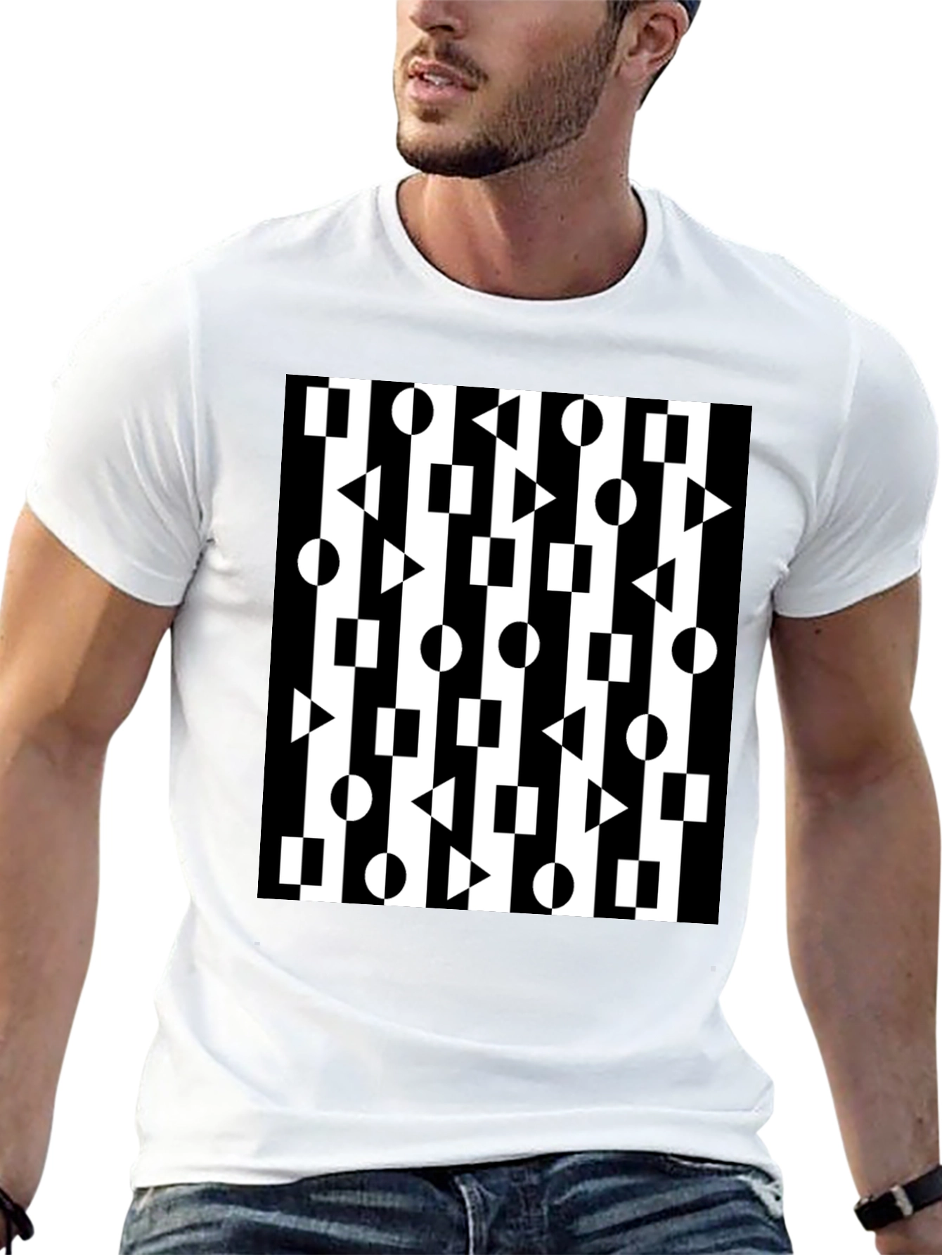 Geometric Pattern Black T-Shirt