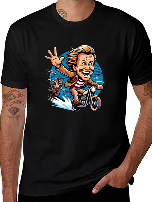 Cartoon Character on Motorcycle Graphic Tee
