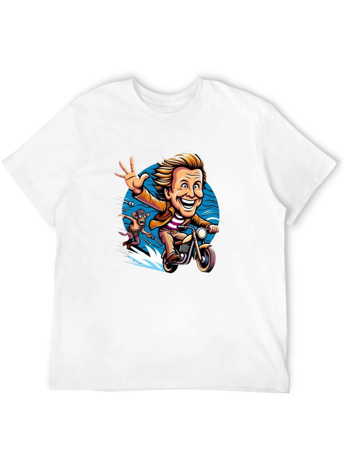 Cartoon Character on Motorcycle Graphic Tee