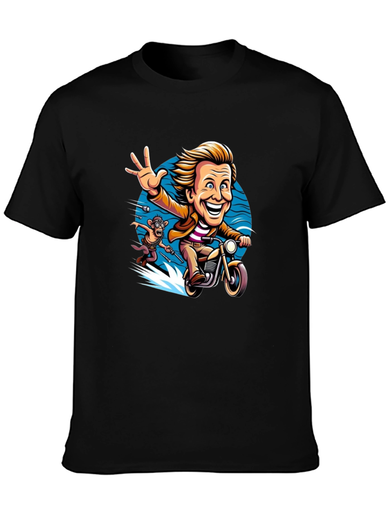 Cartoon Character on Motorcycle Graphic Tee