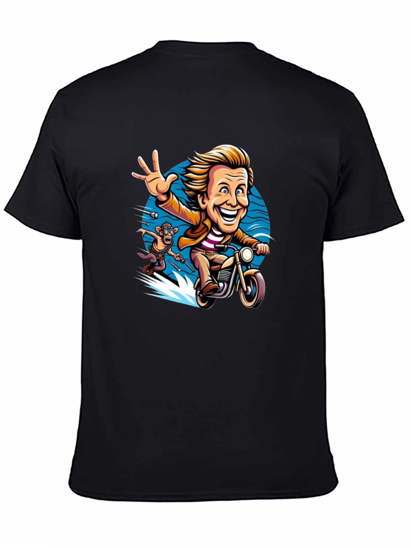 Cartoon Character on Motorcycle Graphic Tee