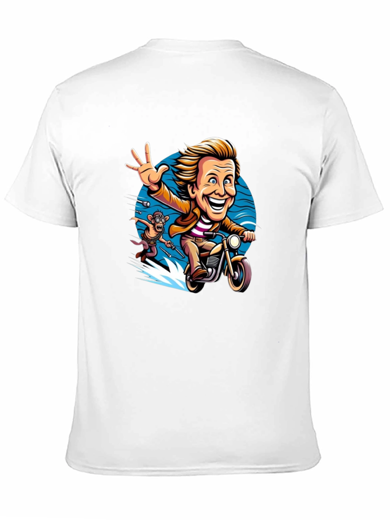 Cartoon Character on Motorcycle Graphic Tee