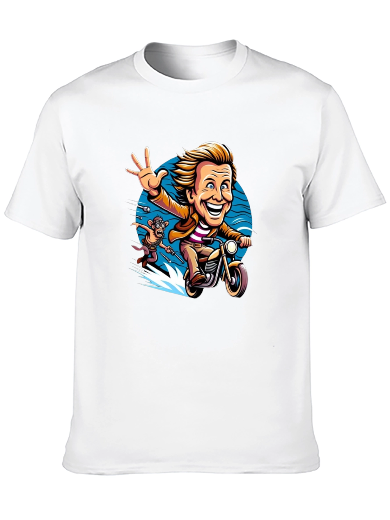 Cartoon Character on Motorcycle Graphic Tee