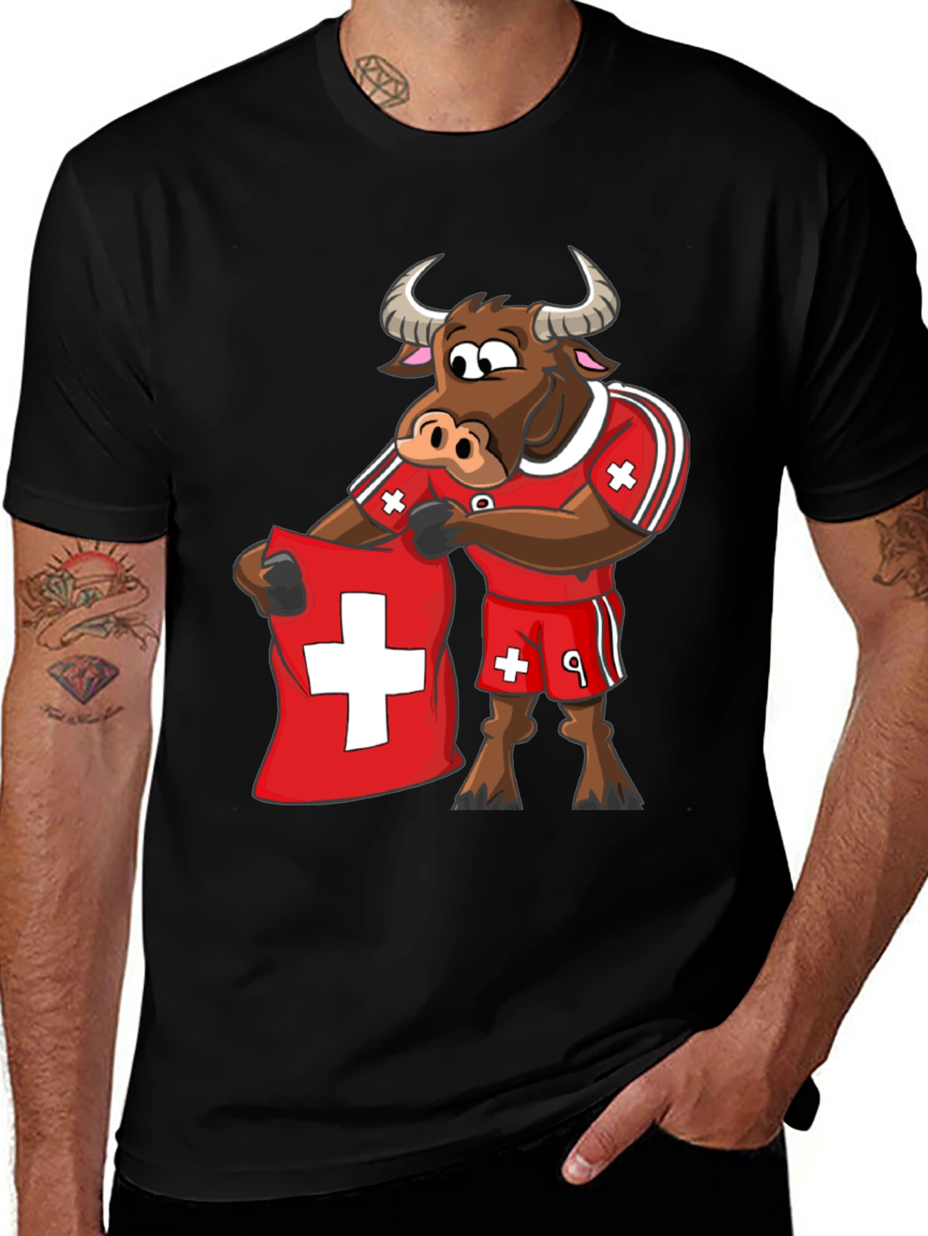 Swiss Bull T-Shirt - Soccer Fan Tee