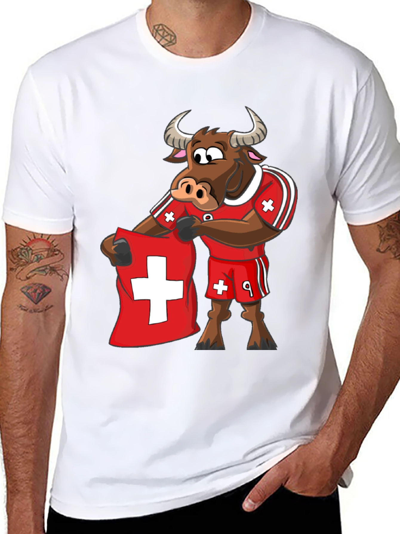 Swiss Bull T-Shirt - Soccer Fan Tee