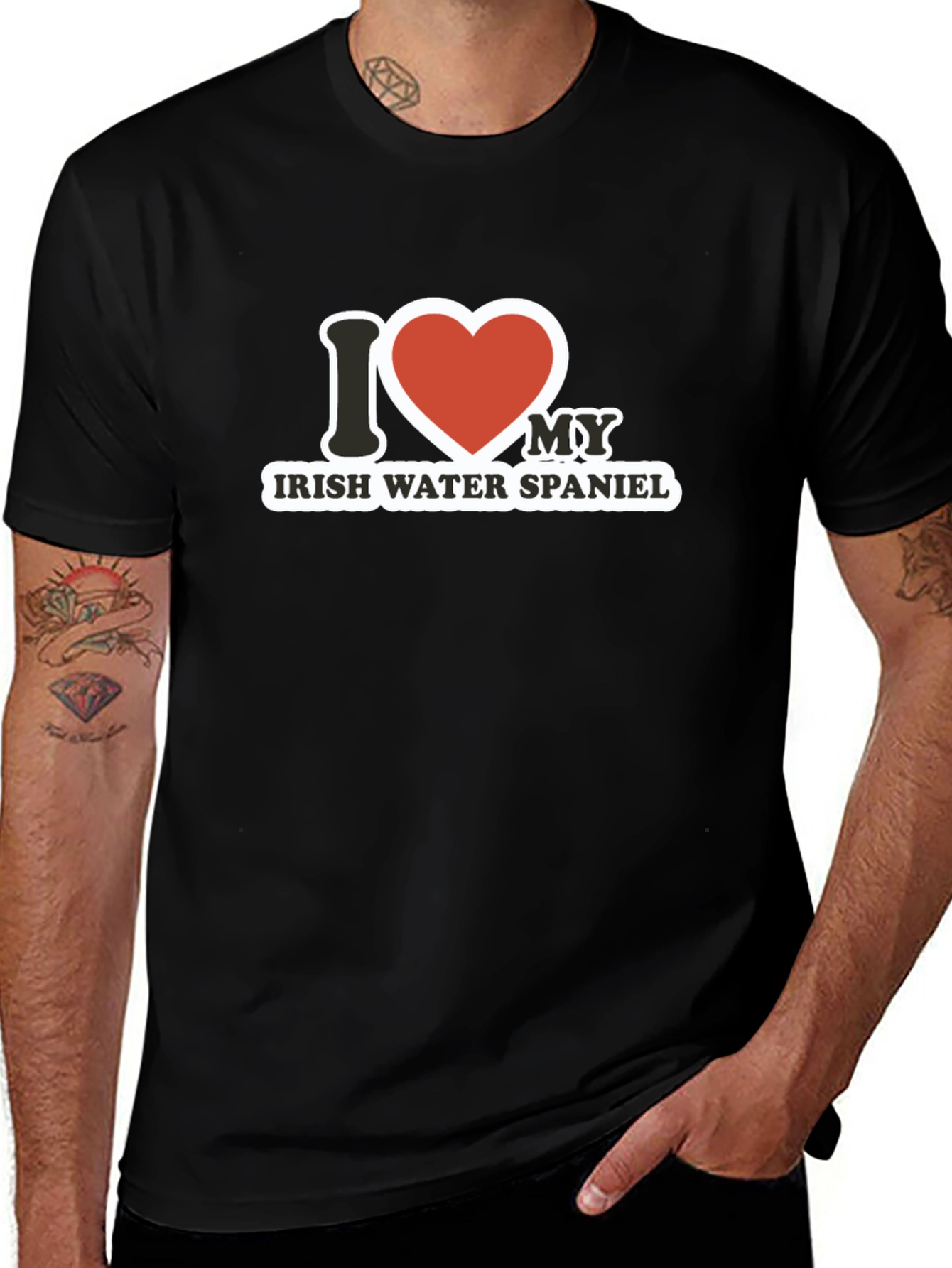 I Love My Irish Water Spaniel Black T-Shirt