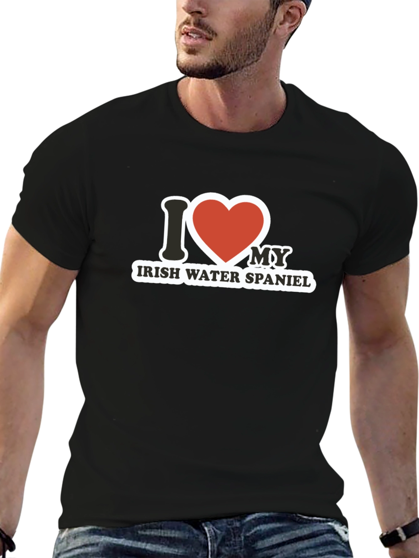 I Love My Irish Water Spaniel Black T-Shirt