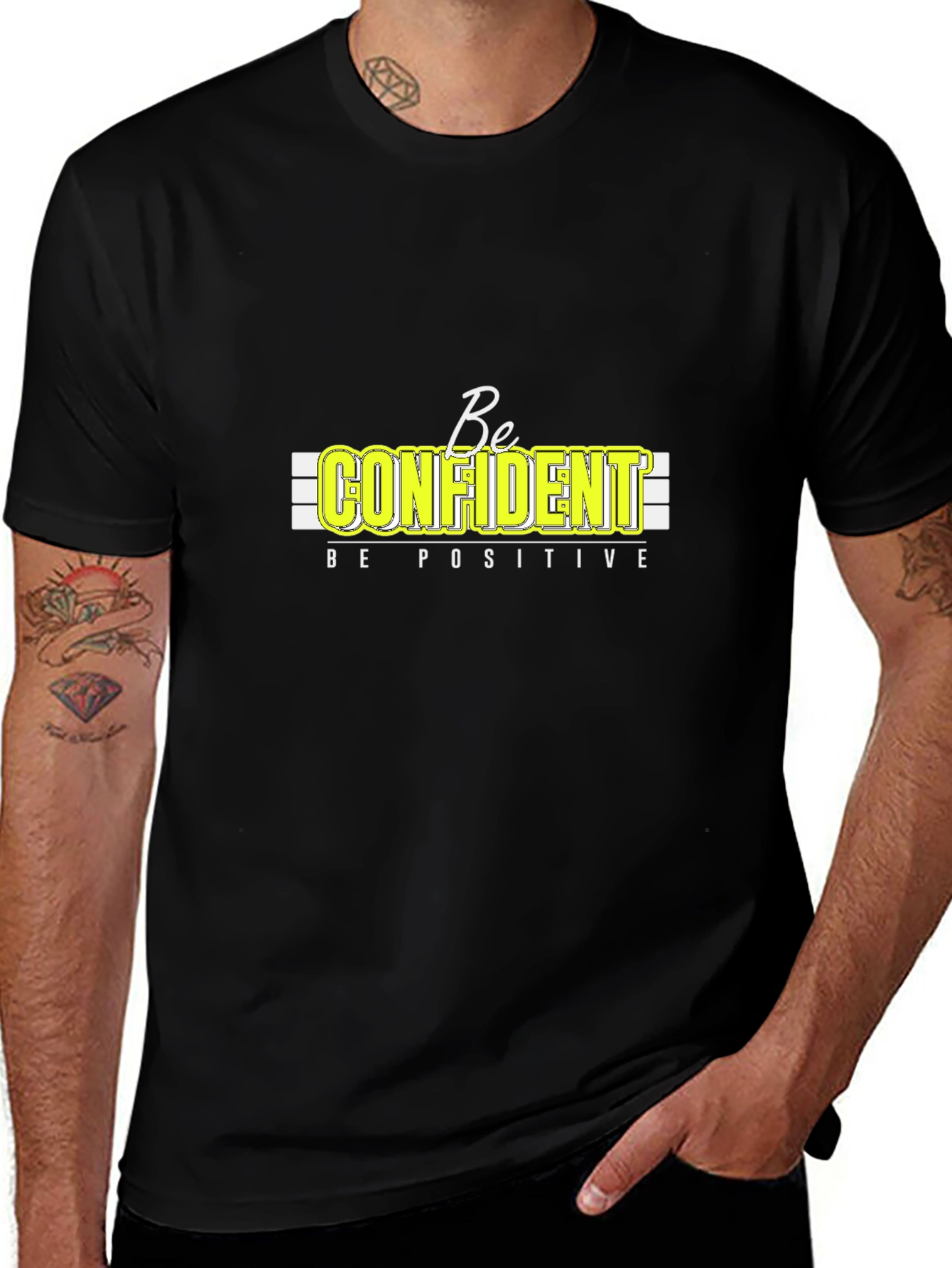 Be Confident Positive Graphic T-Shirt - Black