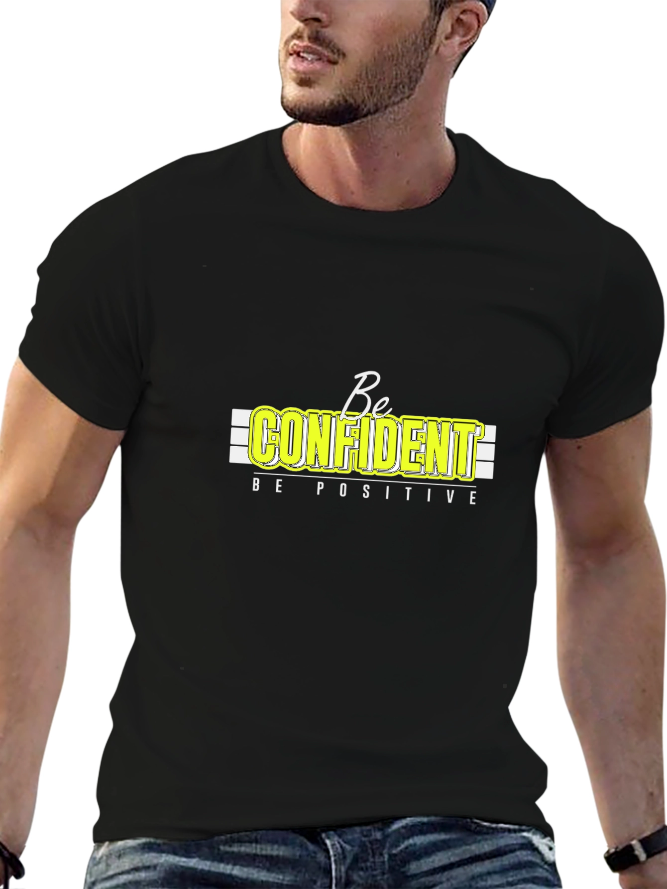 Be Confident Positive Graphic T-Shirt - Black