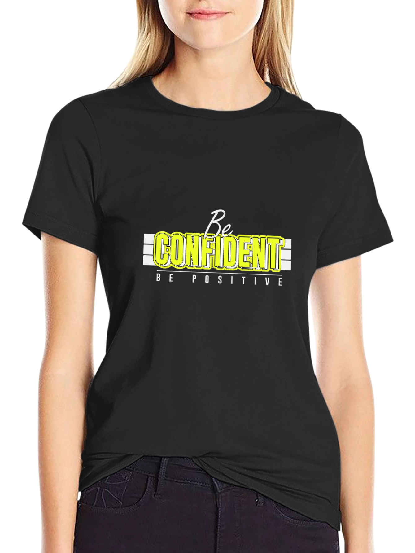 Be Confident Positive Graphic T-Shirt - Black