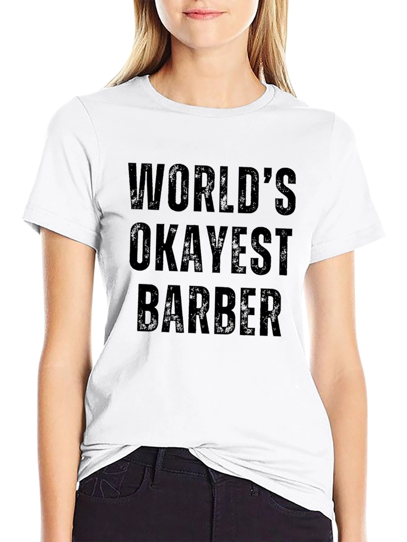 Worlds Okayest Barber T-Shirt - Funny Barber Gift