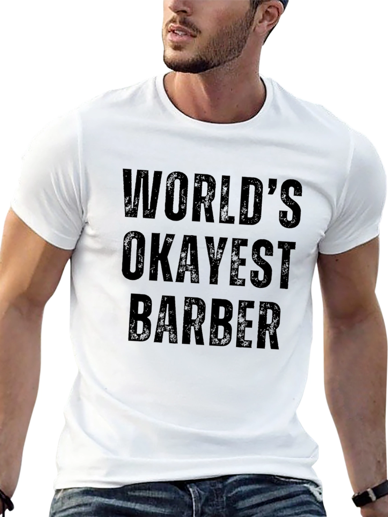 Worlds Okayest Barber T-Shirt - Funny Barber Gift