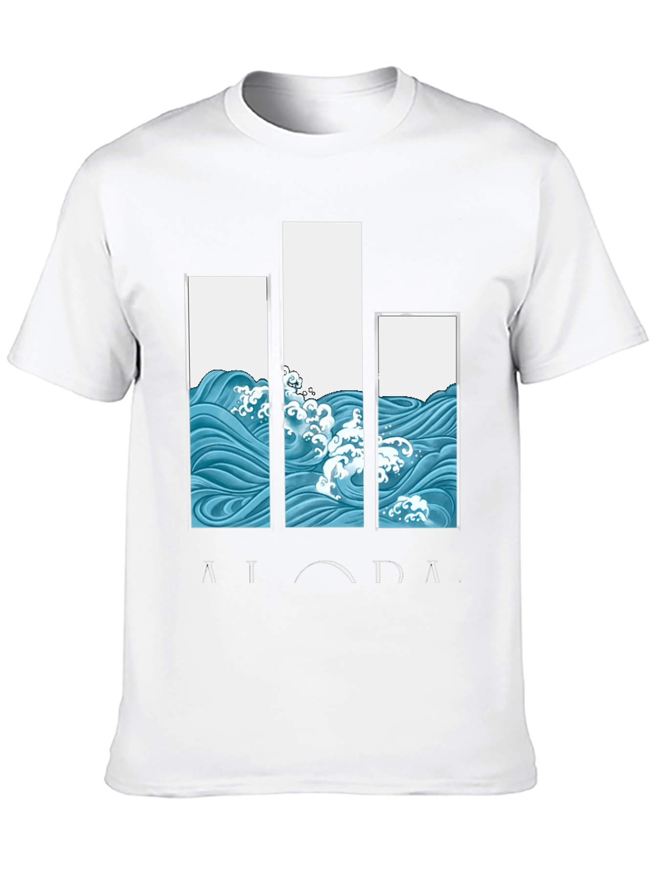 Aloha Wave Print Black Graphic Tee