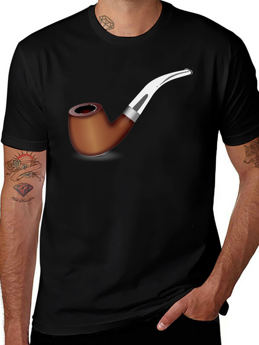 Stylish Pipe Graphic T-Shirt - Black Cotton Blend