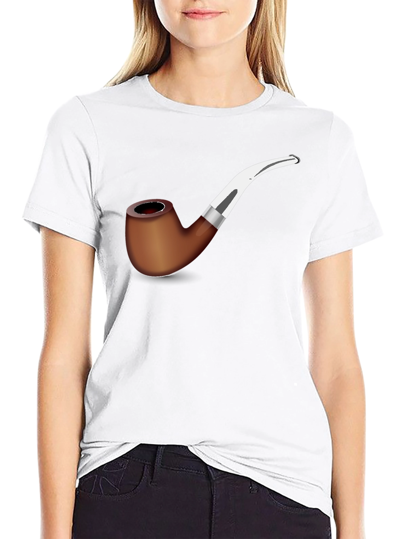 Stylish Pipe Graphic T-Shirt - Black Cotton Blend