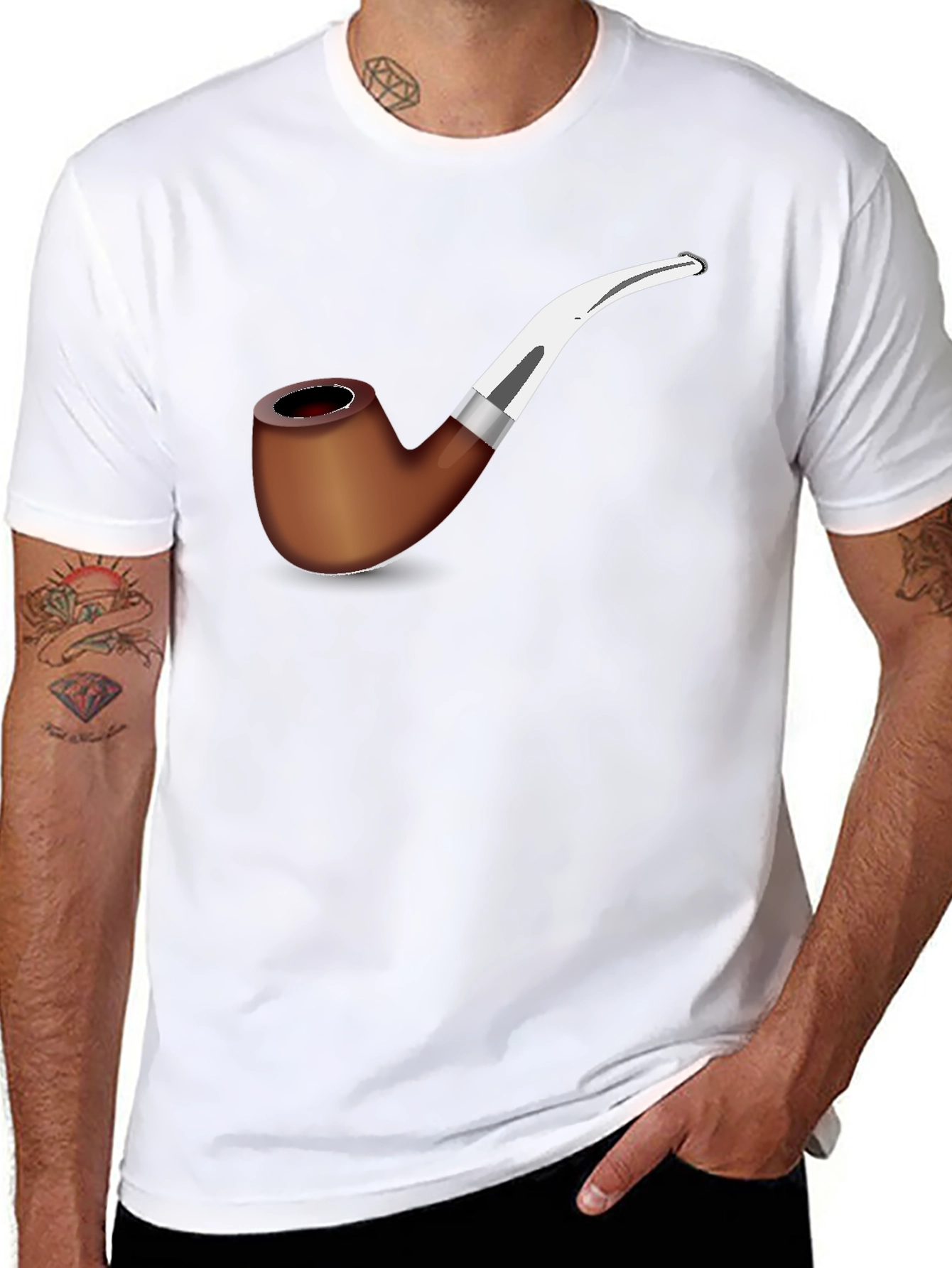 Stylish Pipe Graphic T-Shirt - Black Cotton Blend