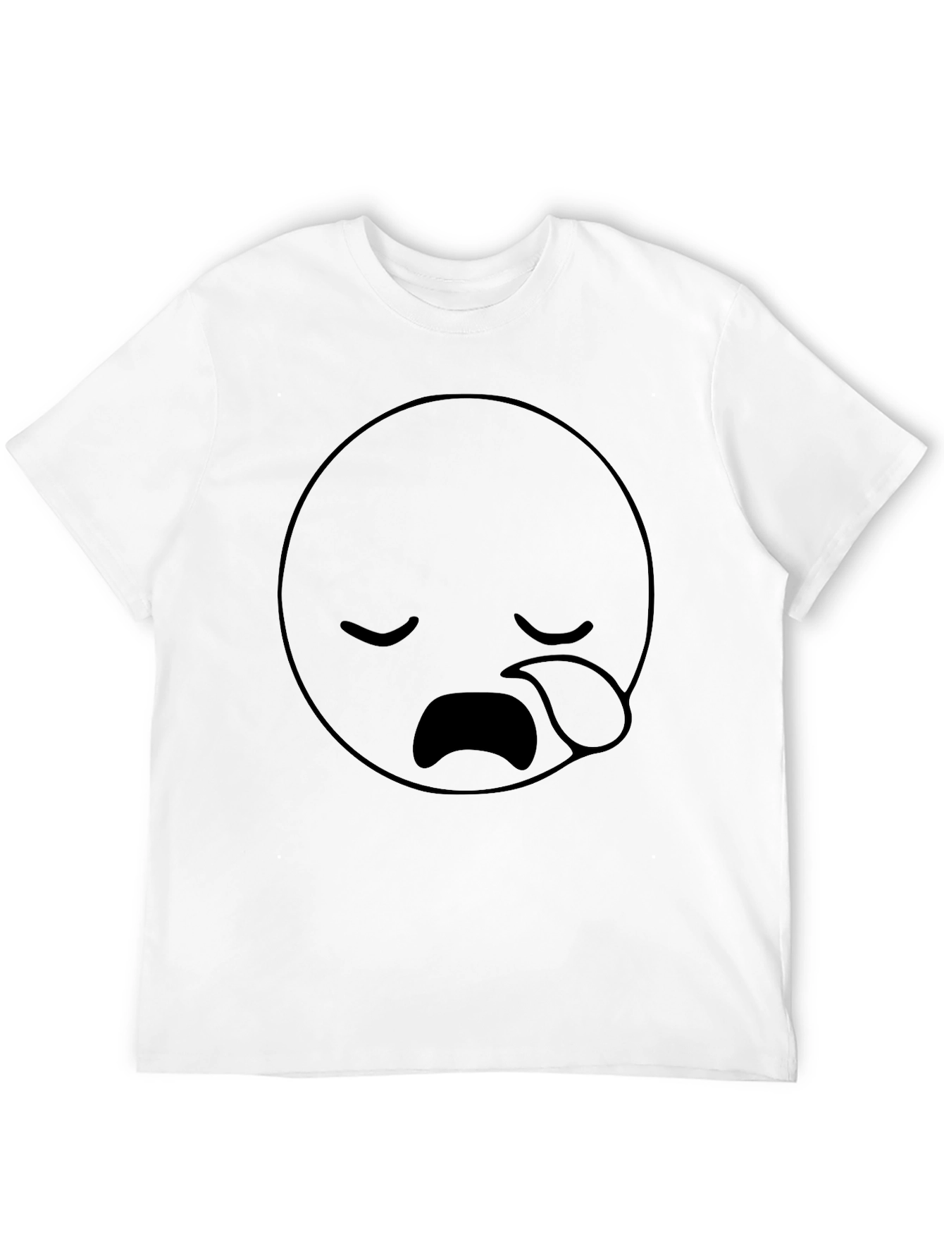 Sad Face Emoji Graphic Black T-Shirt