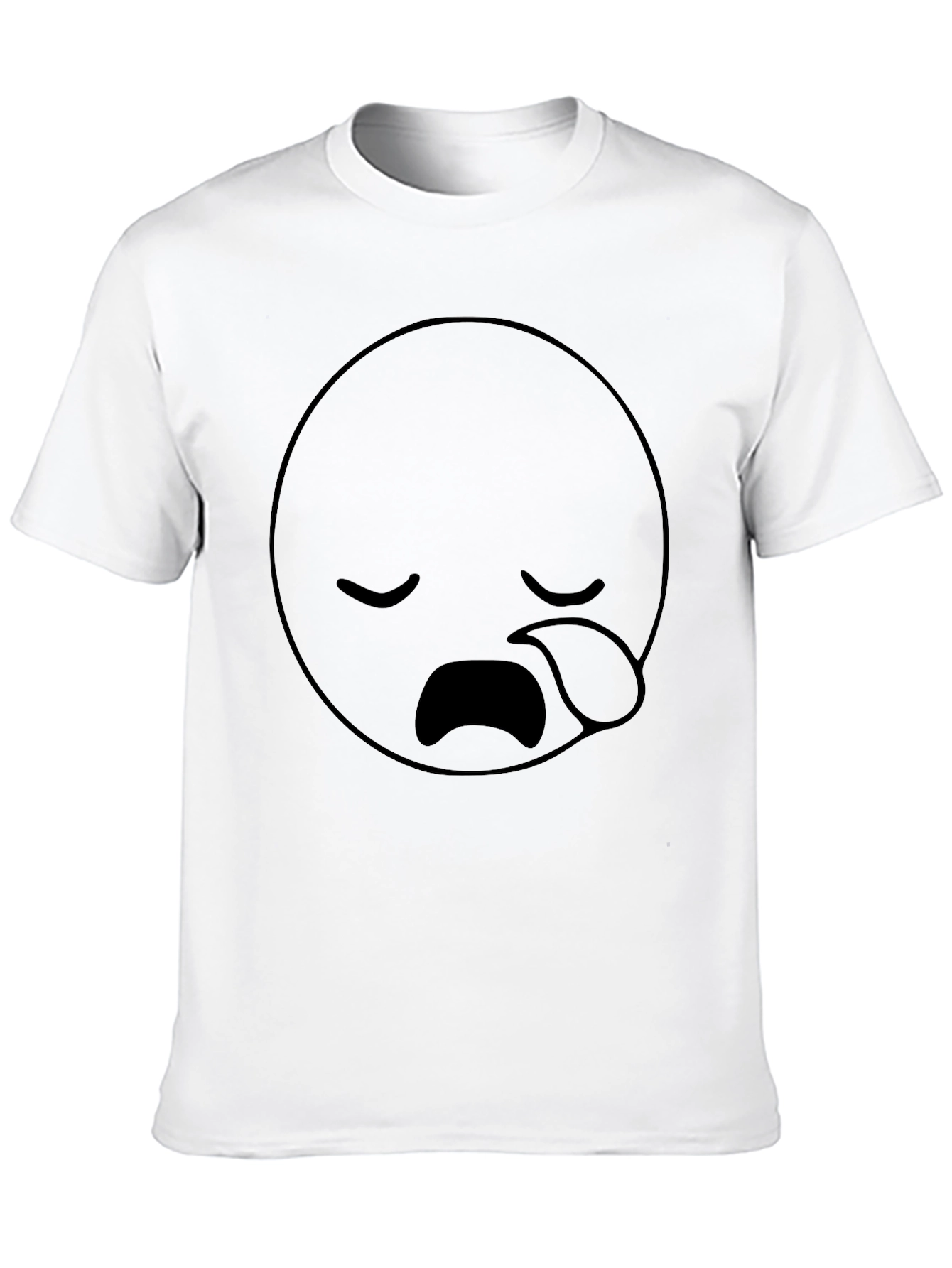 Sad Face Emoji Graphic Black T-Shirt